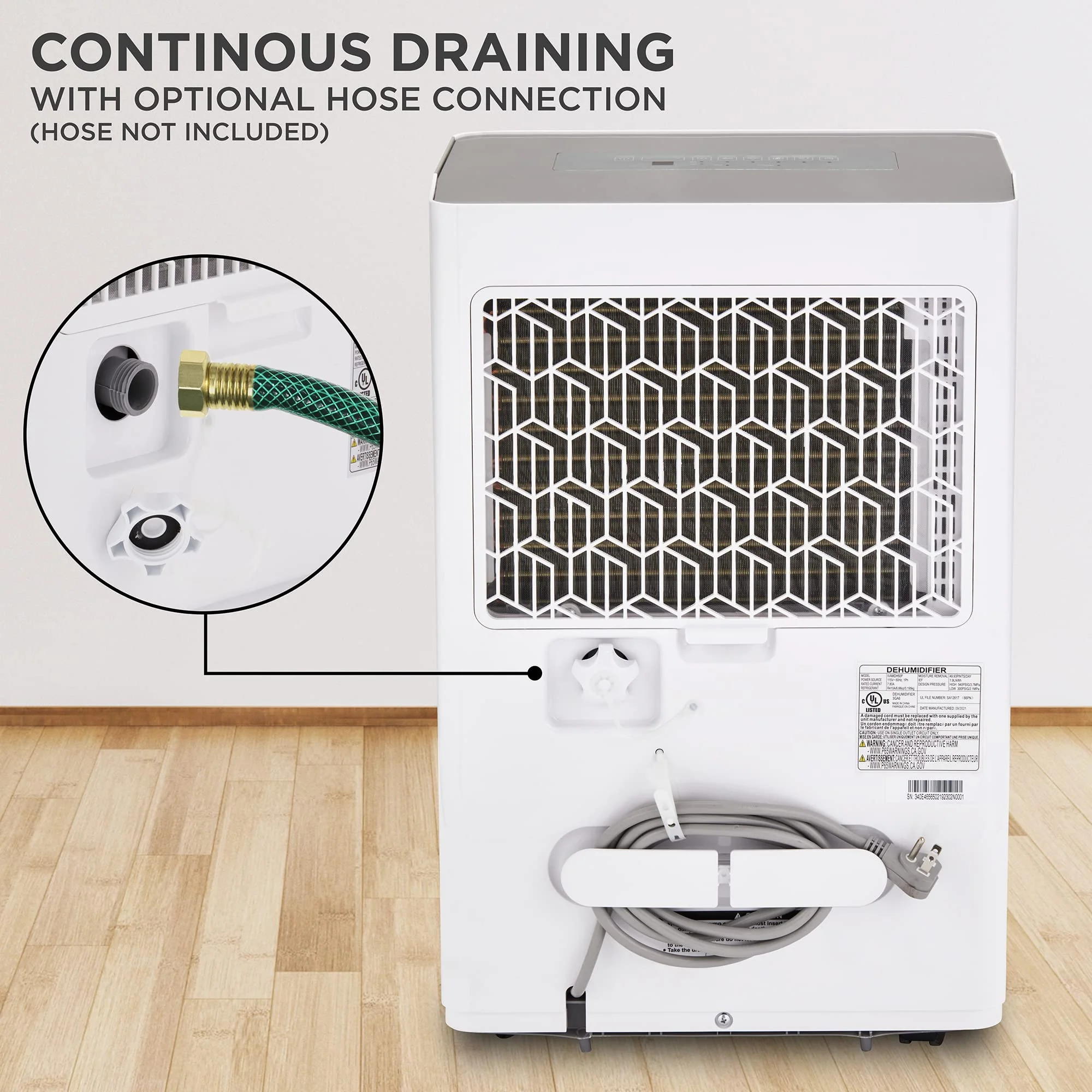3,000 Sq. Ft Energy Star Dehumidifier with Drain Hose Connector, Large Capacity for Big Rooms - Image 5