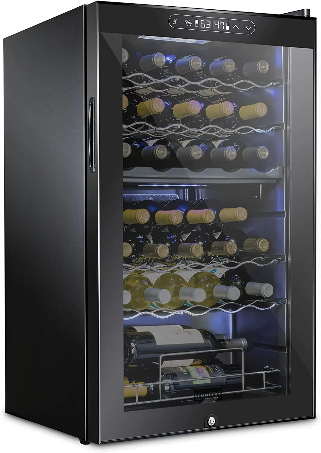 33 Bottle Wine Fridge, Dual Zone Freestanding Wine Refrigerator w/Lock - Image 8