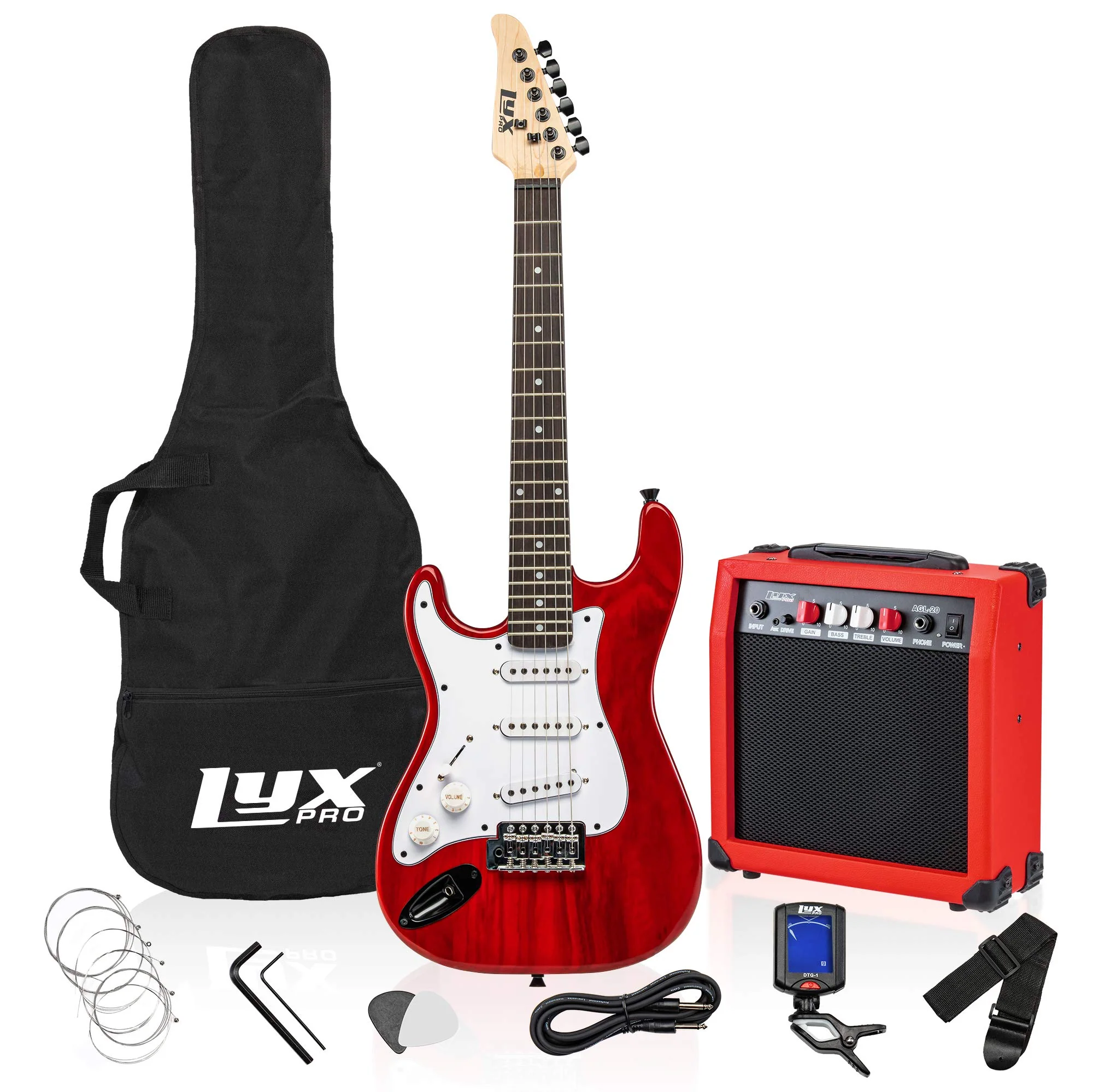 36" Left Handed Electric Guitar Kit for Beginners with 20 Watt AMP - Red