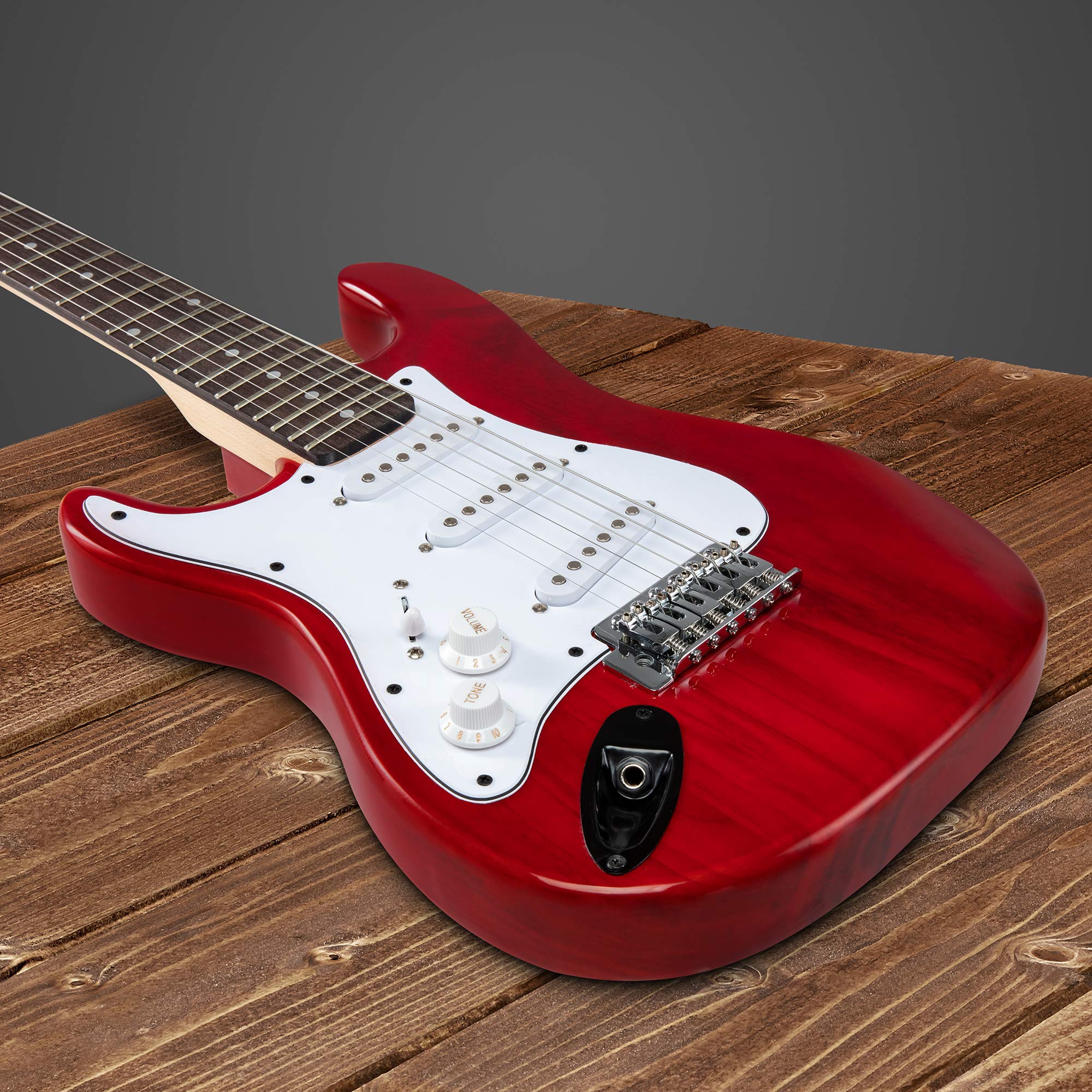 36" Left Handed Electric Guitar Kit for Beginners with 20 Watt AMP - Red - Image 5