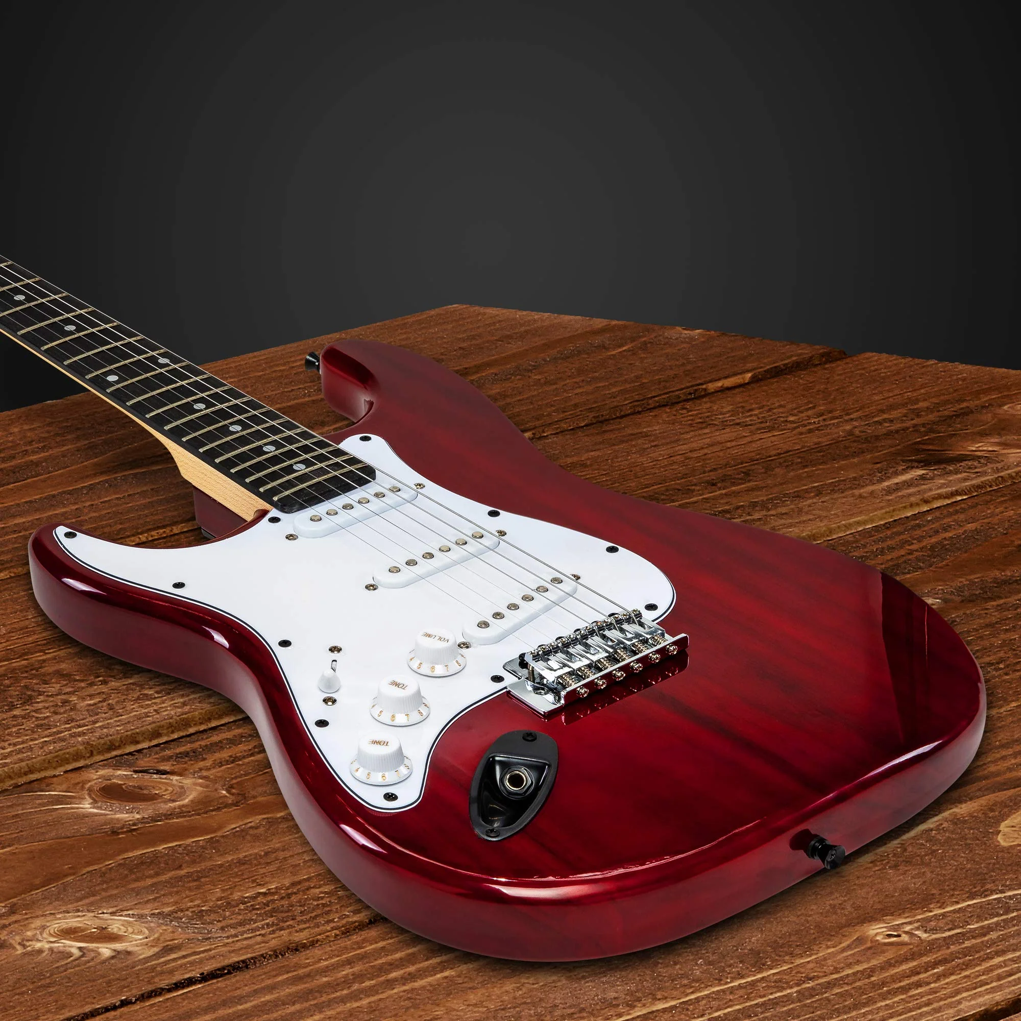 39” Left Handed Stratocaster CS Series Electric Guitar & Electric Guitar Accessories - Red - Image 4