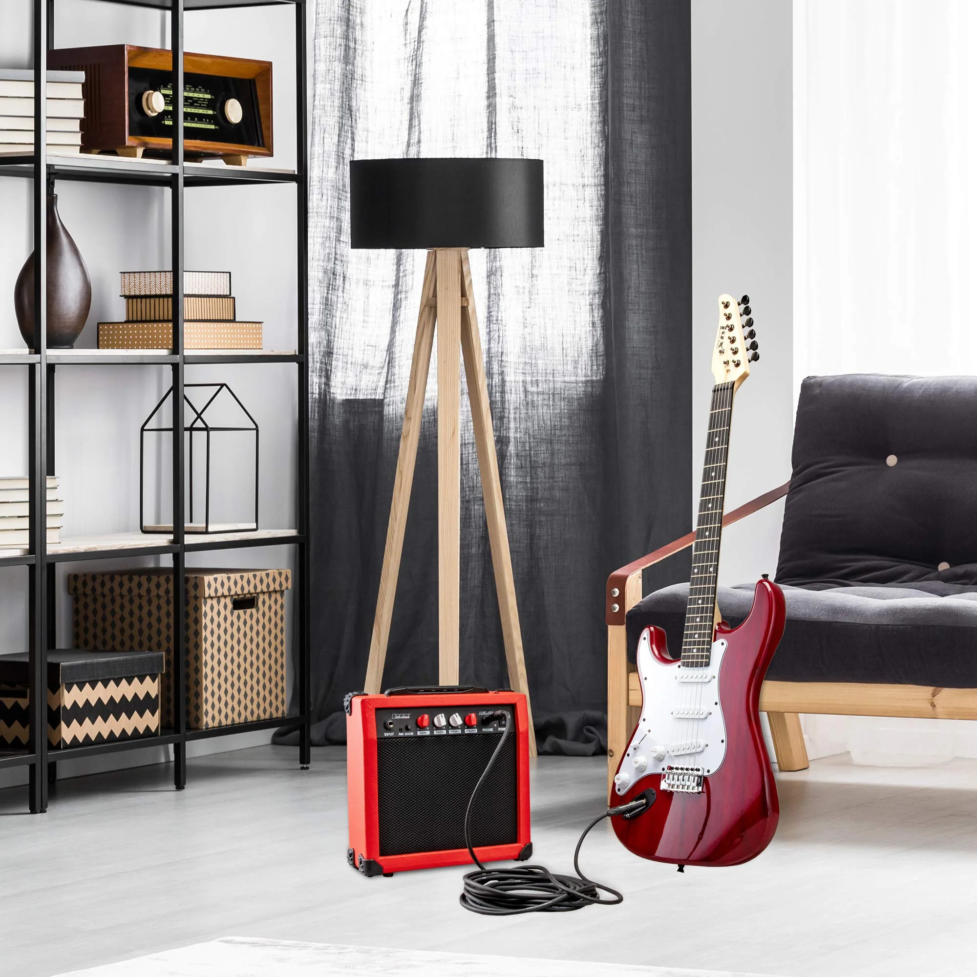 39” Left Handed Stratocaster CS Series Electric Guitar & Electric Guitar Accessories - Red - Image 5
