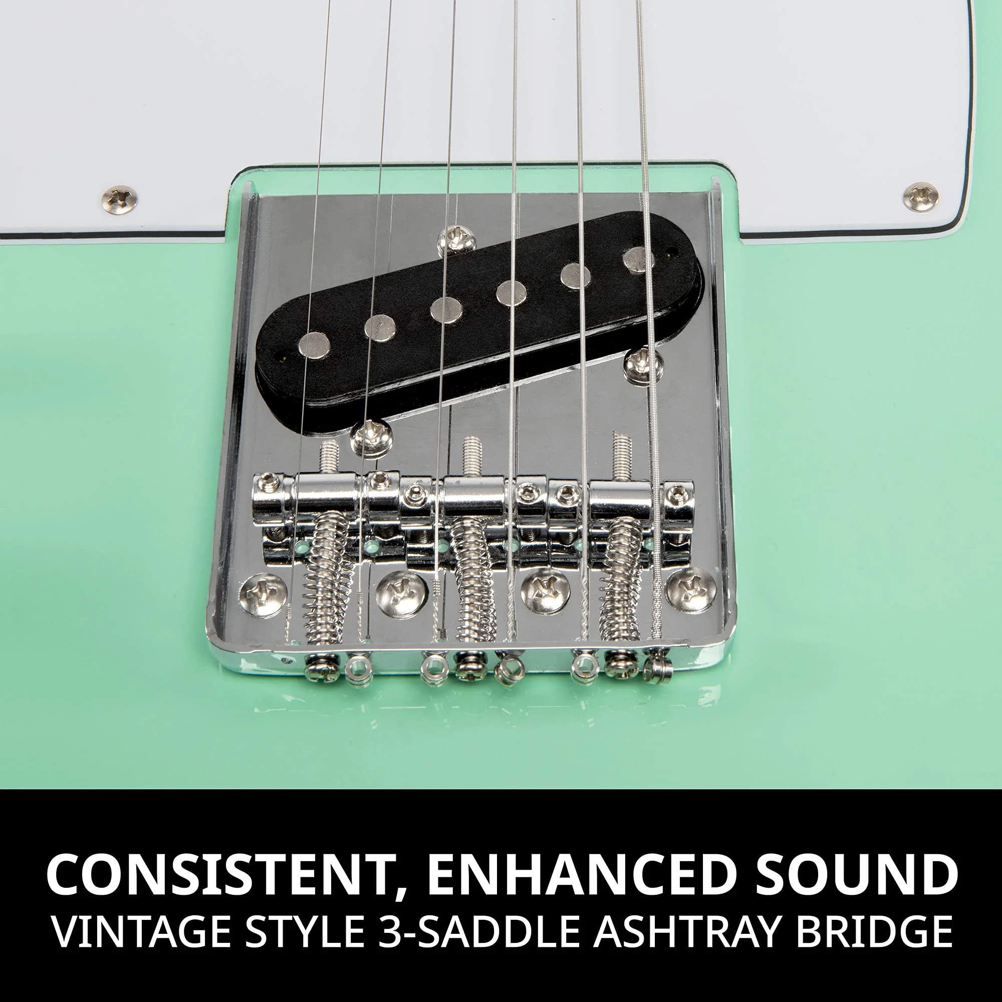 39" Left Handed Telecaster Electric Guitar, Full-Size Paulownia Body - Green - Image 3