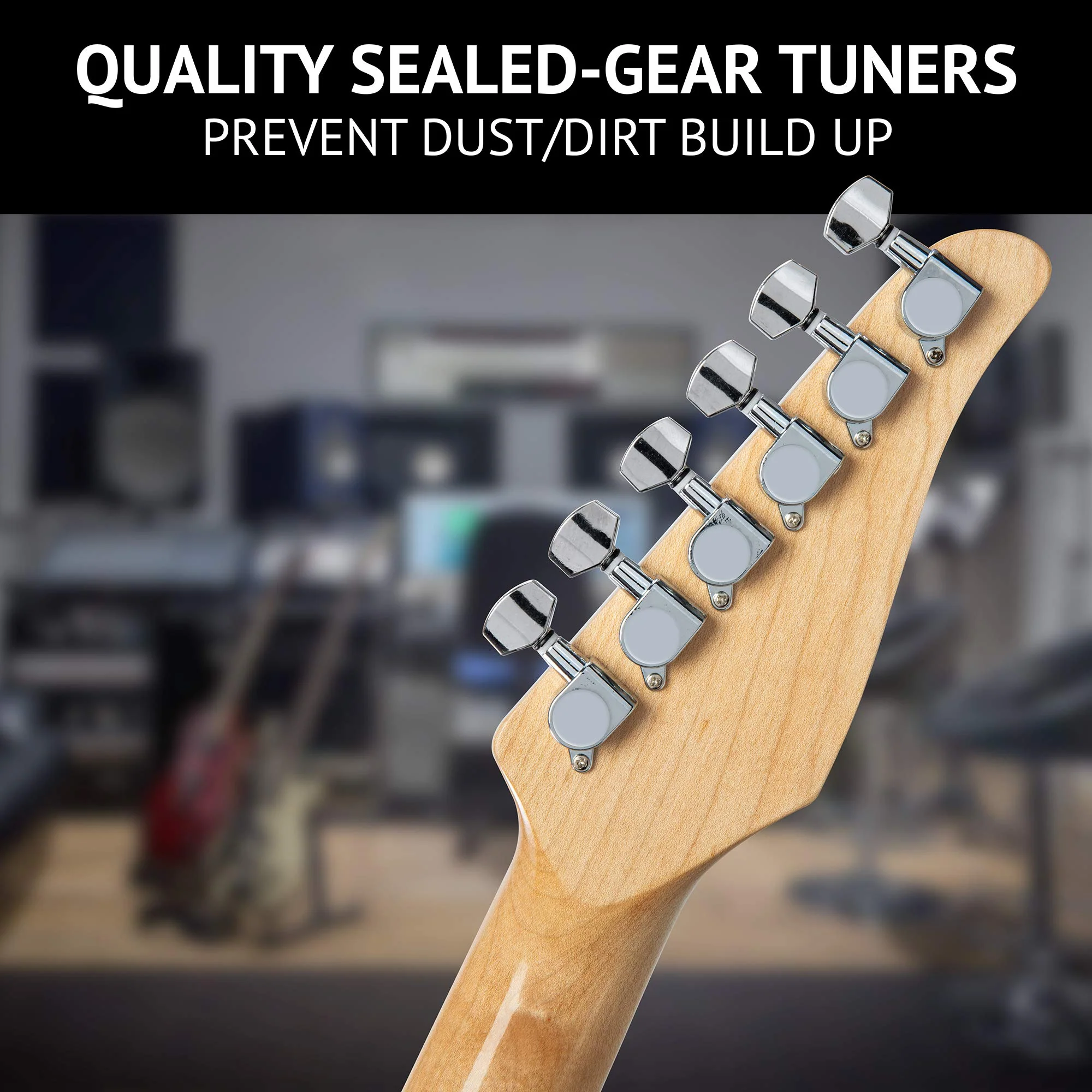 39" Left Handed Telecaster Electric Guitar, Full-Size Paulownia Body - Green - Image 5