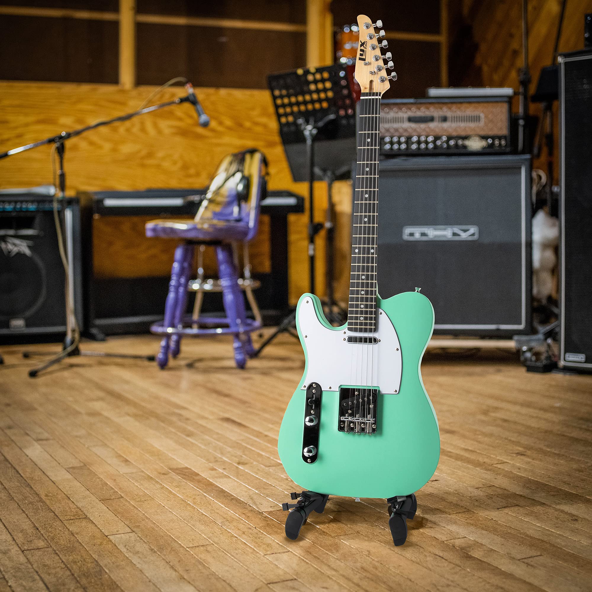39" Left Handed Telecaster Electric Guitar, Full-Size Paulownia Body - Green - Image 8