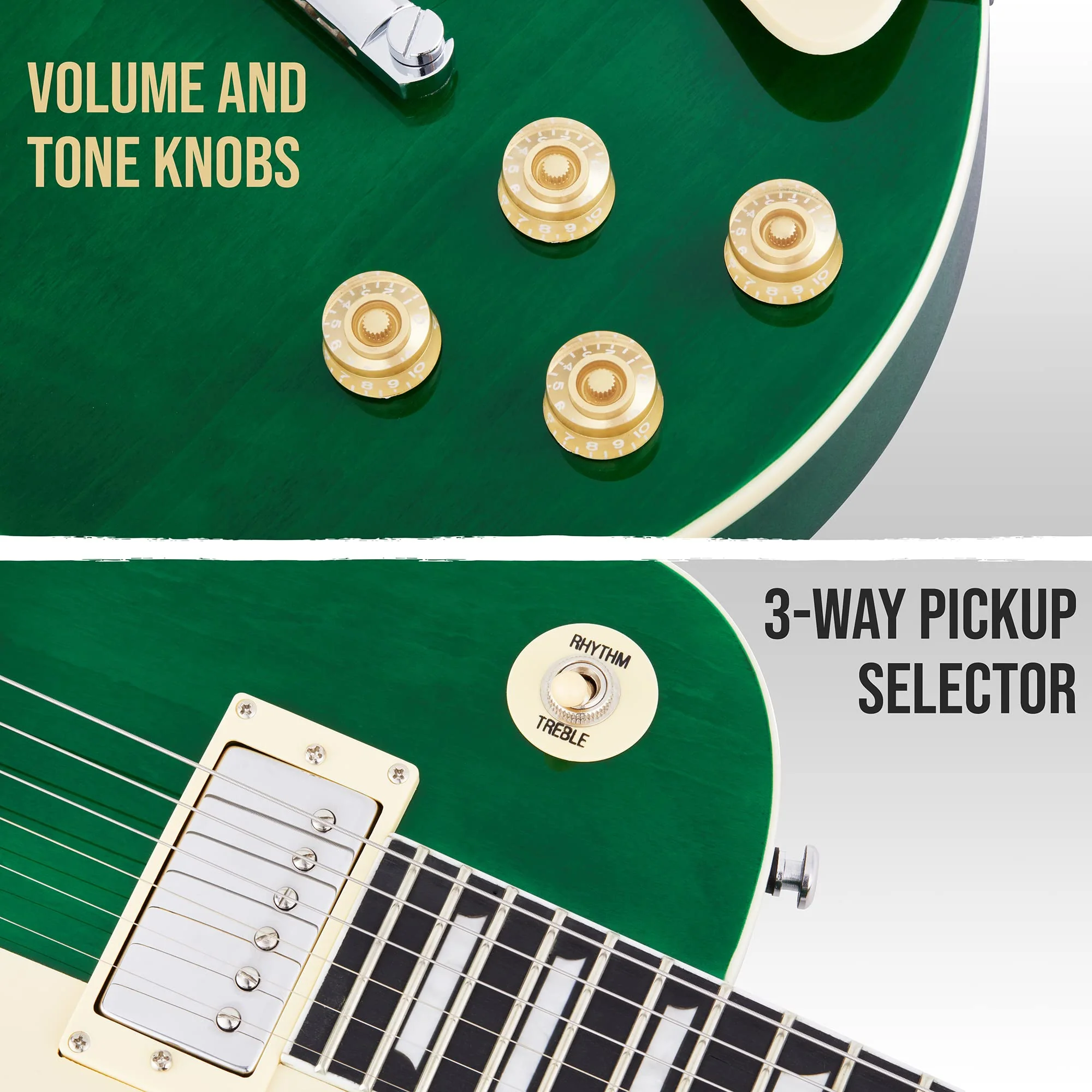 39” SB Series Les Paul-Style Electric Guitar for Beginners - Green - Image 3