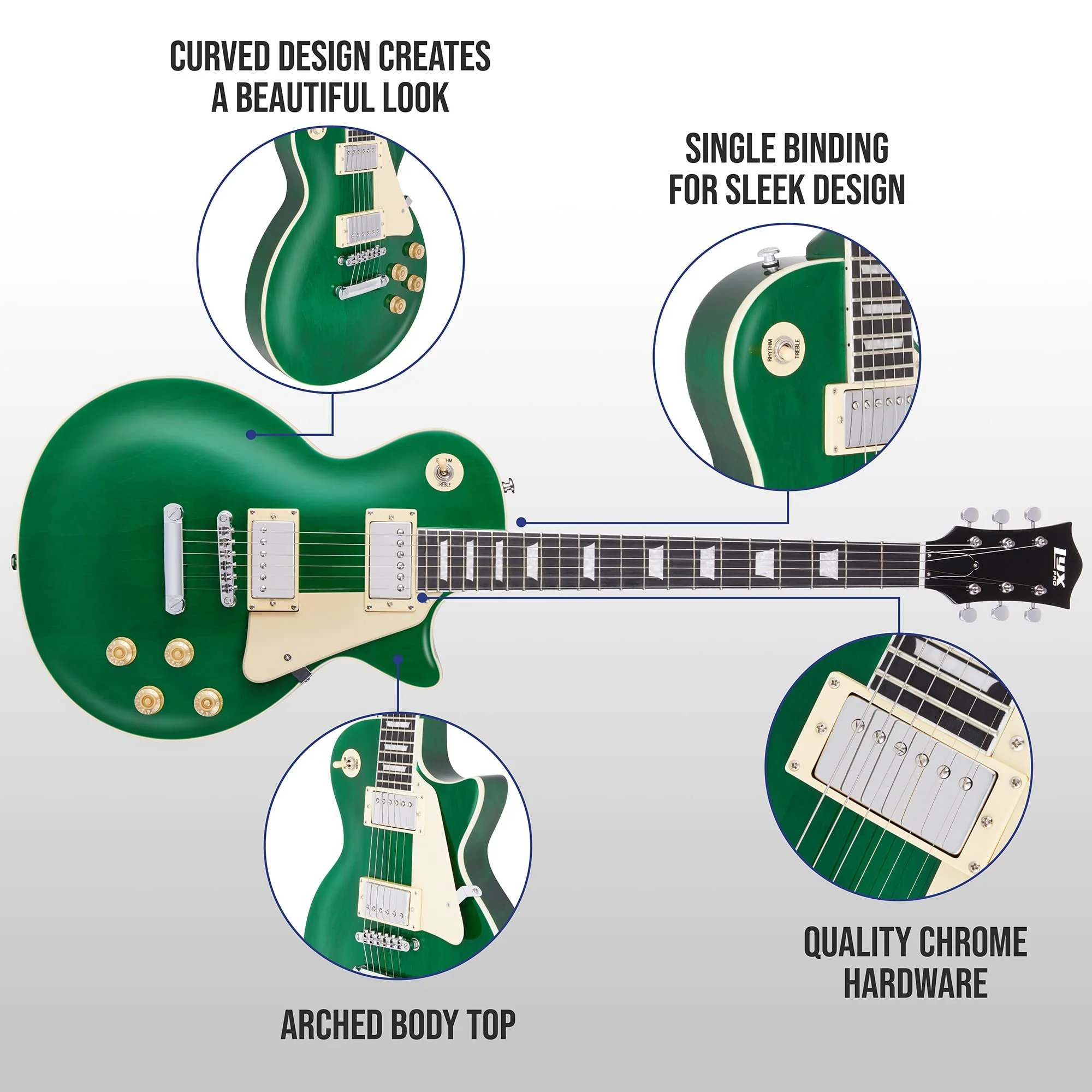 39” SB Series Les Paul-Style Electric Guitar for Beginners - Green - Image 4
