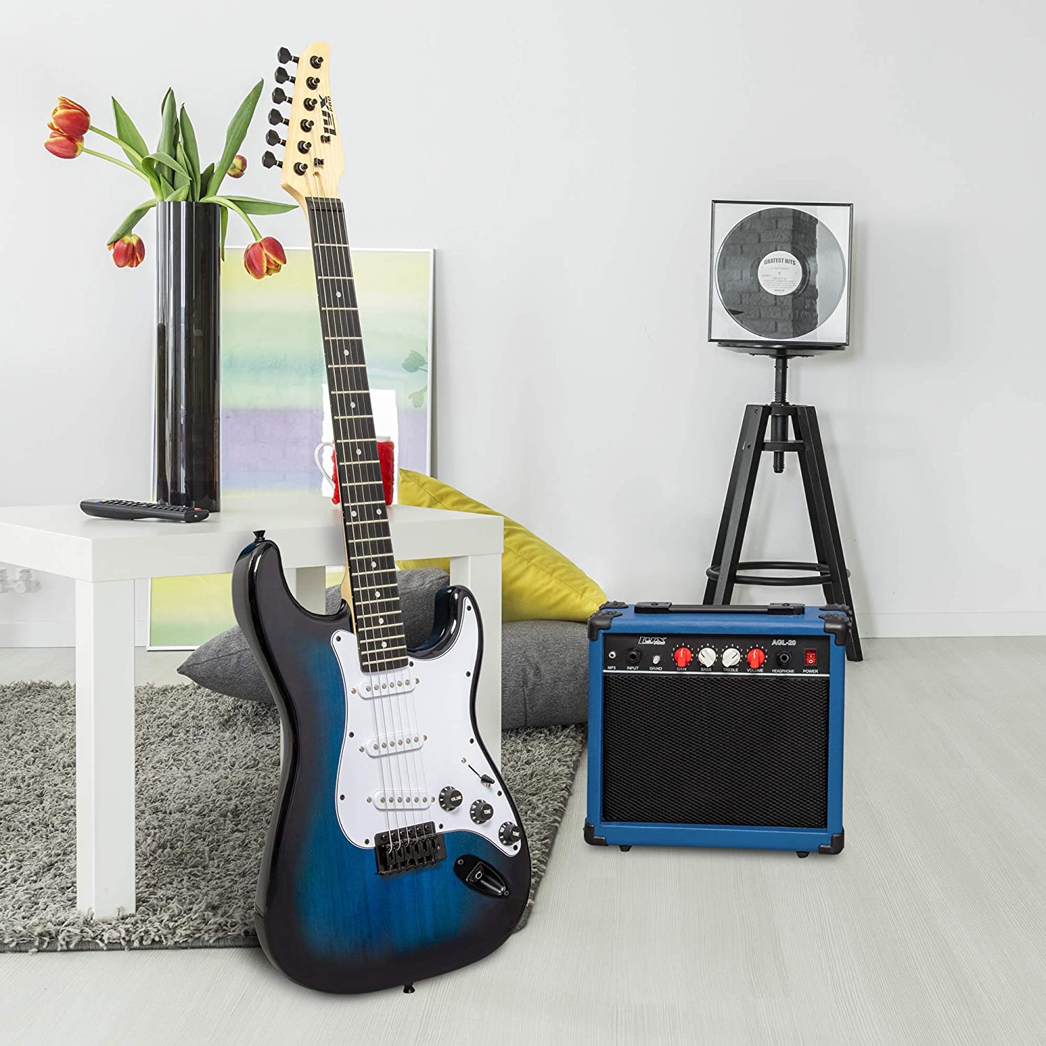 39” Stratocaster CS Series Electric Guitar & Electric Guitar Accessories - Blue - Image 5