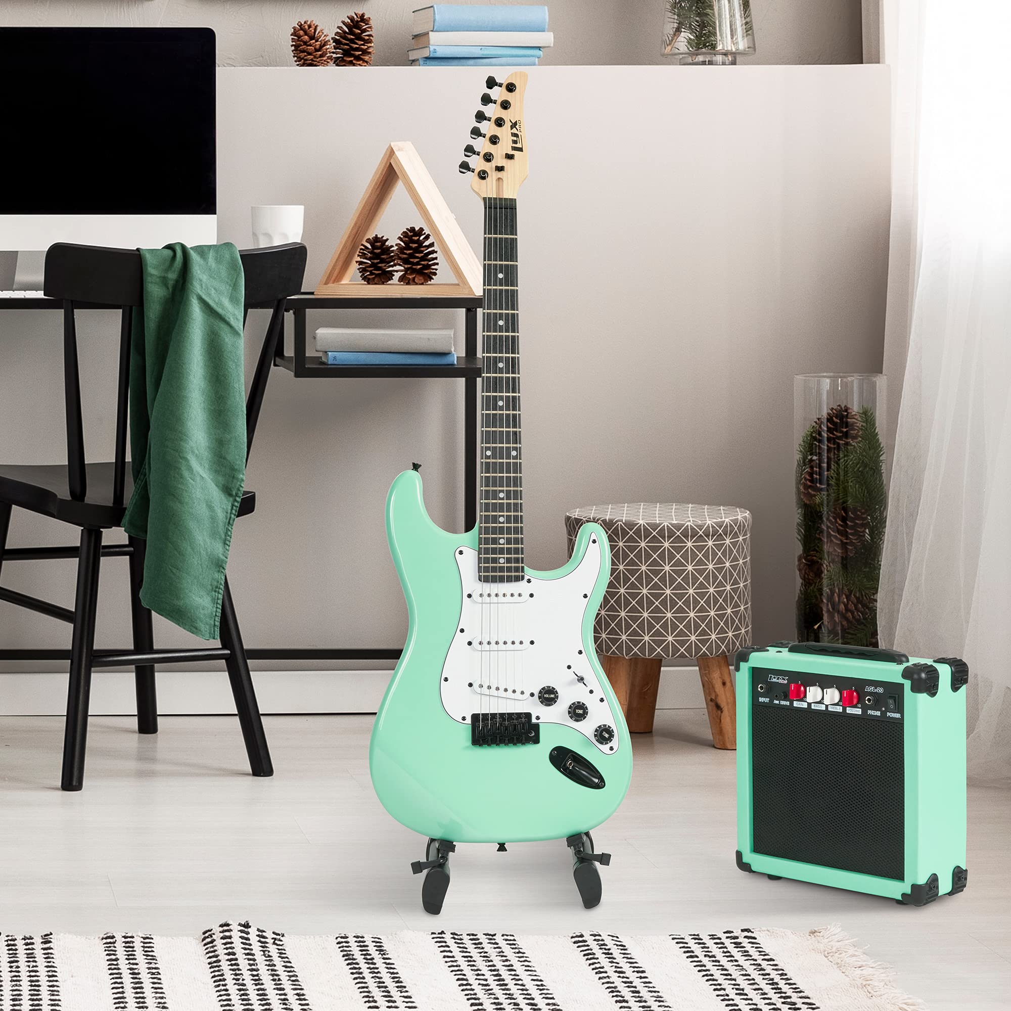 39” Stratocaster CS Series Electric Guitar & Electric Guitar Accessories - Green - Image 5
