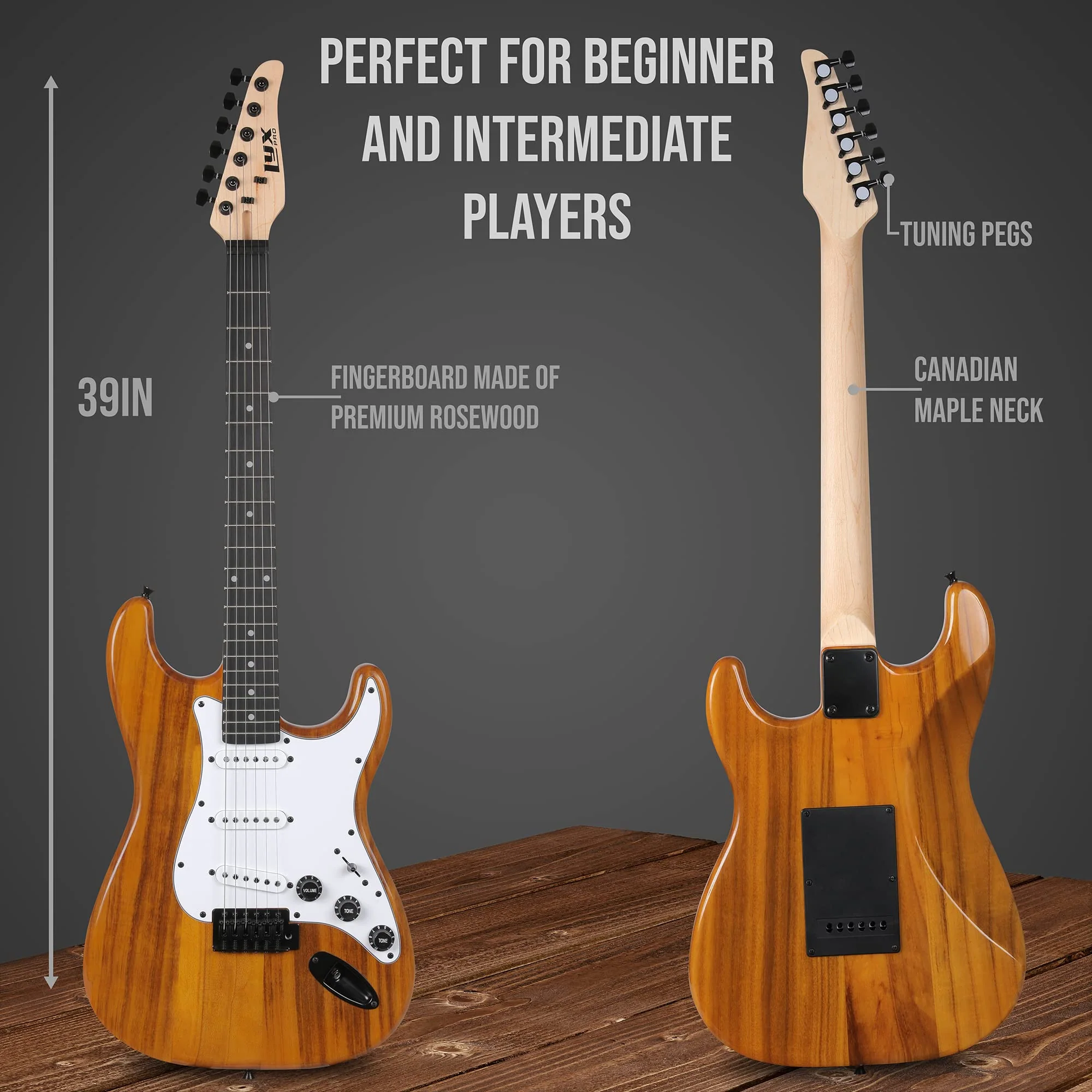 39” Stratocaster CS Series Electric Guitar & Electric Guitar Accessories - Mahogany - Image 3