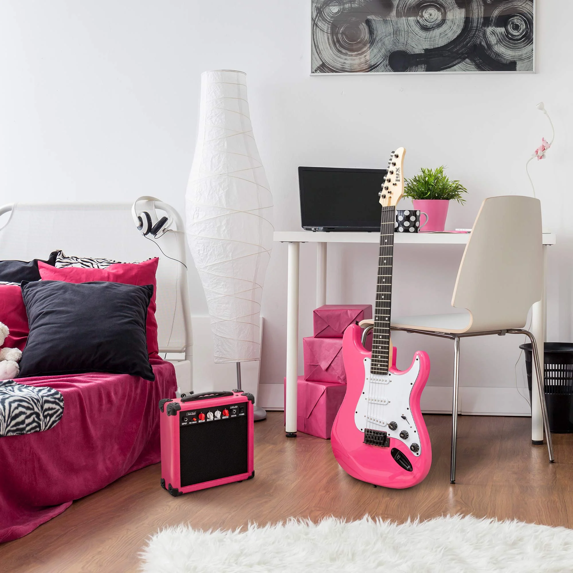 39” Stratocaster CS Series Electric Guitar & Electric Guitar Accessories - Pink - Image 4