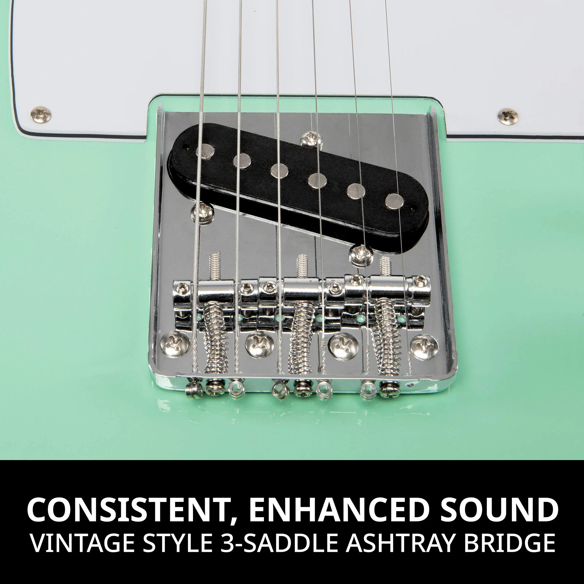 39" Right Handed Telecaster Electric Guitar, Full-Size Paulownia Body - Green - Image 4