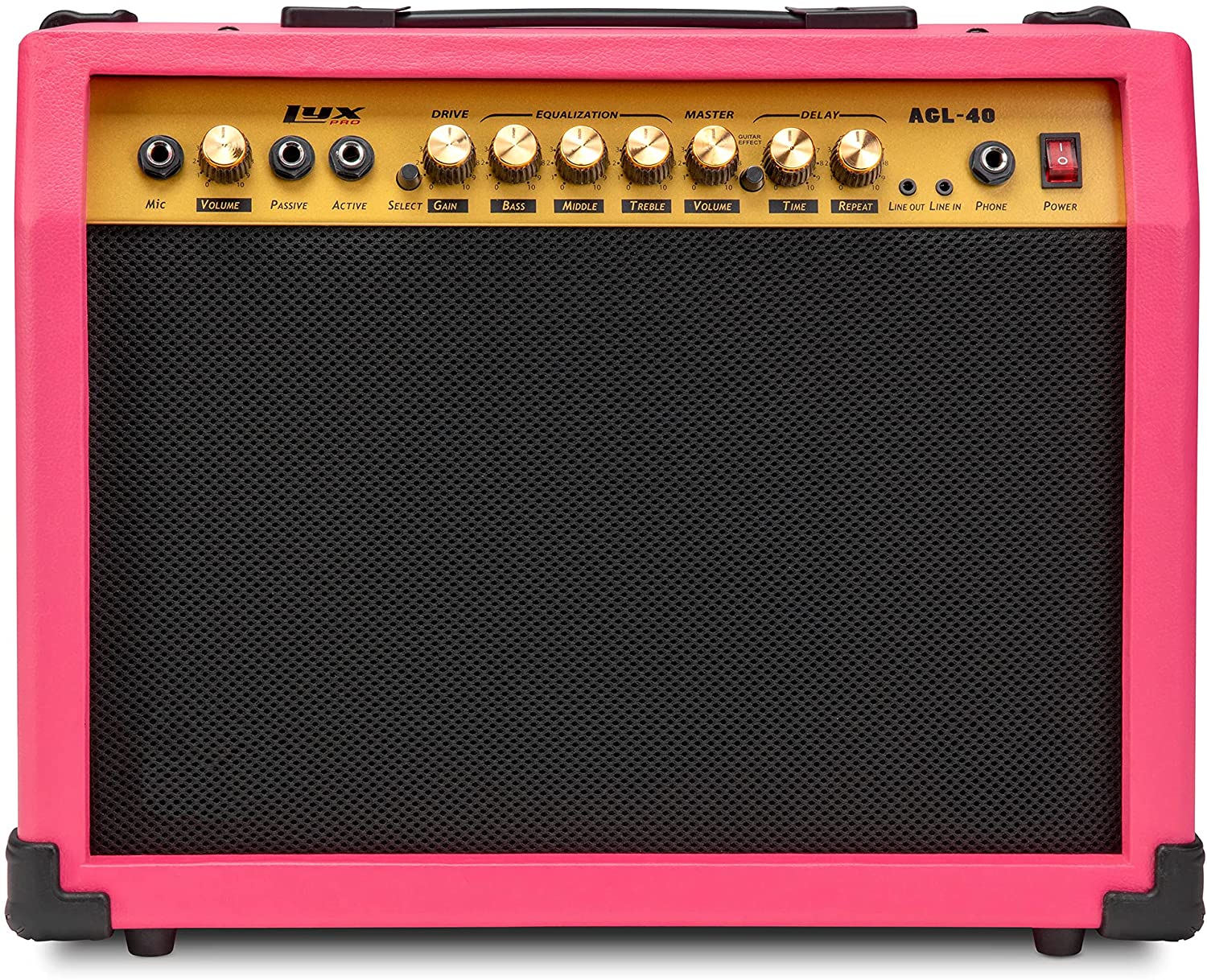 40 Watt Electric Guitar Amplifier | Combo Solid State Studio & Stage Amp with 8” 4-Ohm Speaker, Custom EQ Controls, Drive, Delay, ¼” Passive/Active/Microphone Inputs, Aux In & Headphone Jack - Image 12
