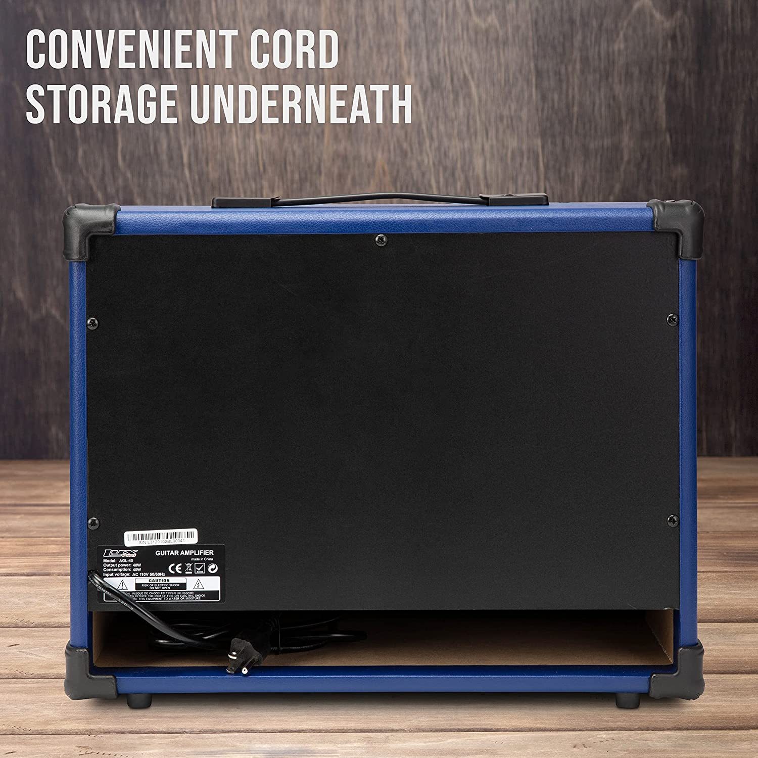 40 Watt Electric Guitar Amplifier | Combo Solid State Studio & Stage Amp with 8” 4-Ohm Speaker, Custom EQ Controls, Drive, Delay, ¼” Passive/Active/Microphone Inputs, Aux In & Headphone Jack - Image 9