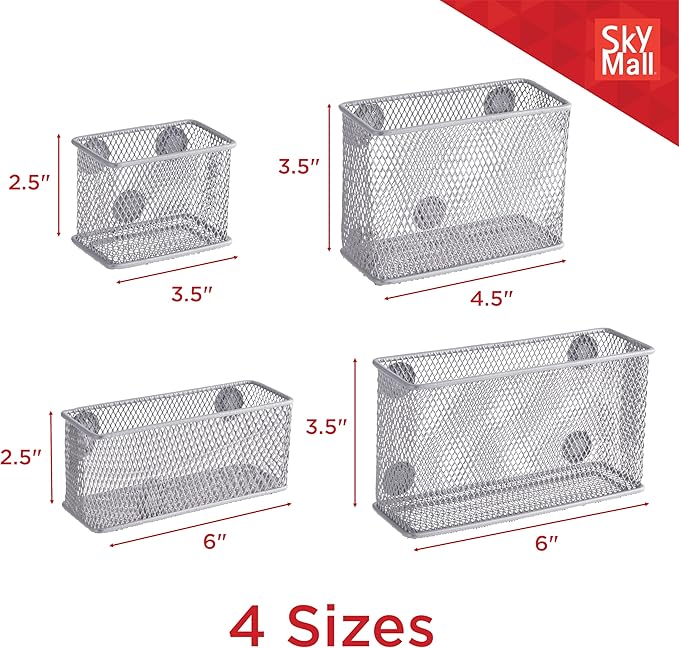 4Pcs Magnetic Wire Basket | Mesh Desk Tray/File Organizer for Office Supply Caddy and Letter Holder - Image 3
