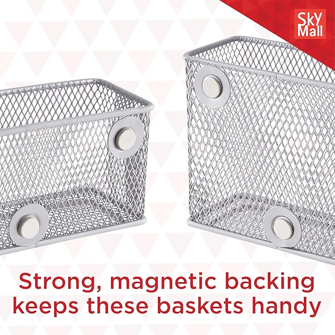 4Pcs Magnetic Wire Basket | Mesh Desk Tray/File Organizer for Office Supply Caddy and Letter Holder - Image 5