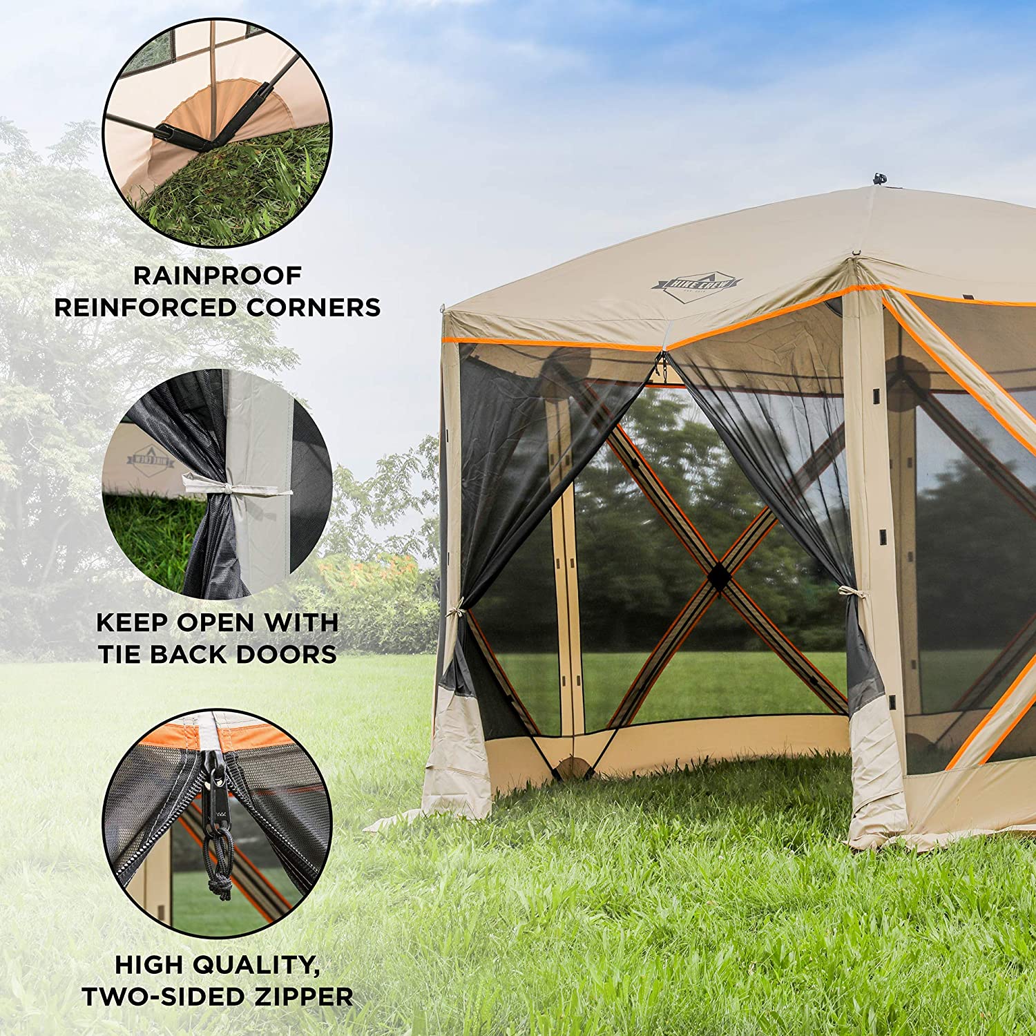 Portable Pop-up Screen Gazebo, Setup 6-Sided Hub Tent, Outdoor Gazebo - Image 3