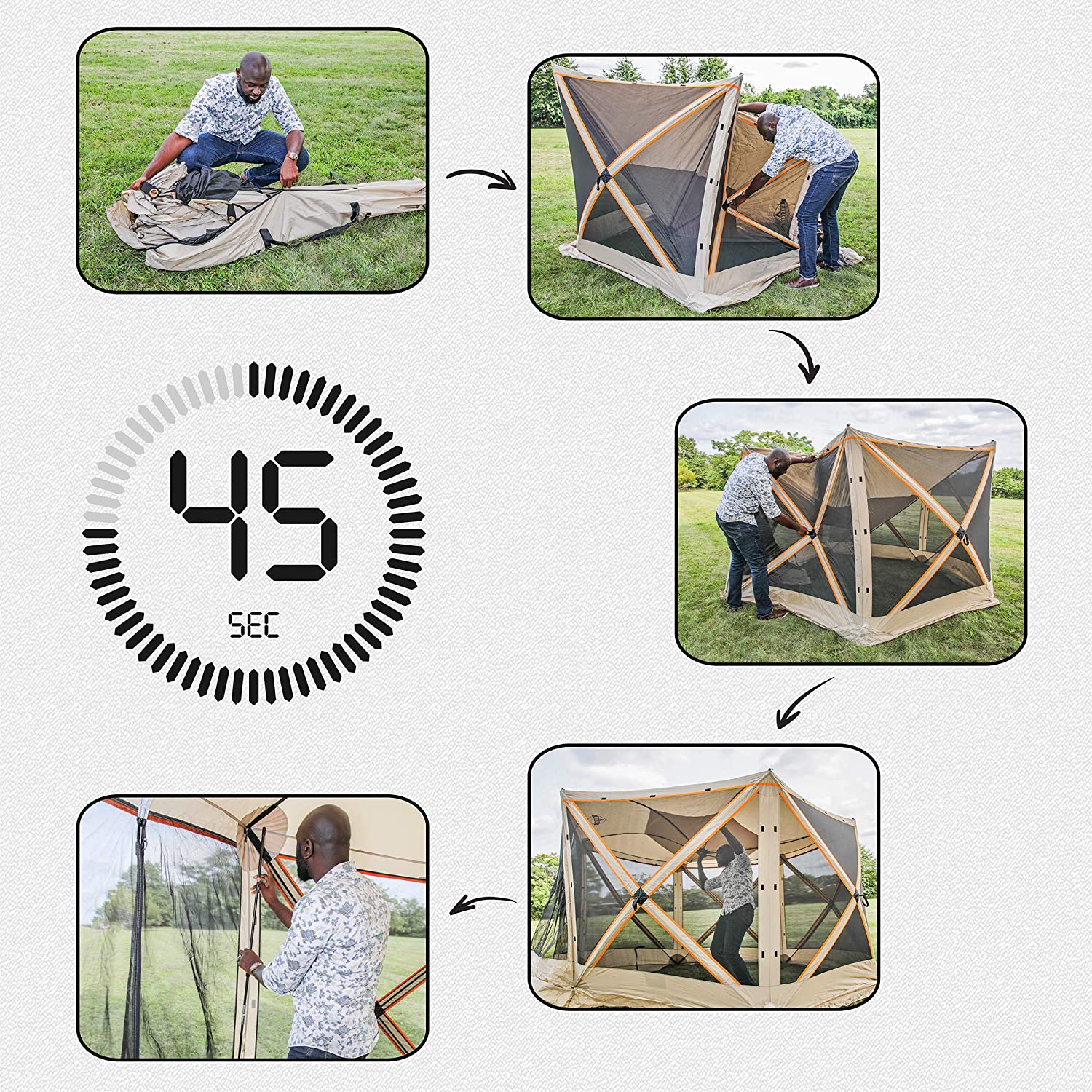 Portable Pop-up Screen Gazebo, Setup 6-Sided Hub Tent, Outdoor Gazebo - Image 4