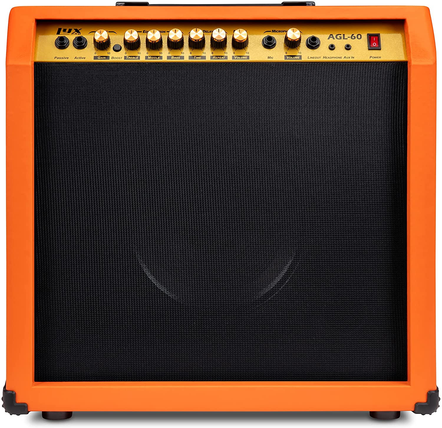 60 Watt Electric Guitar Amplifier | Combo Solid State Studio & Stage Amp with 10” 4-Ohm Speaker, Custom EQ Controls, Drive, Delay, ¼” Passive/Active/Microphone Inputs, Aux In & Headphone Jack - Image 25