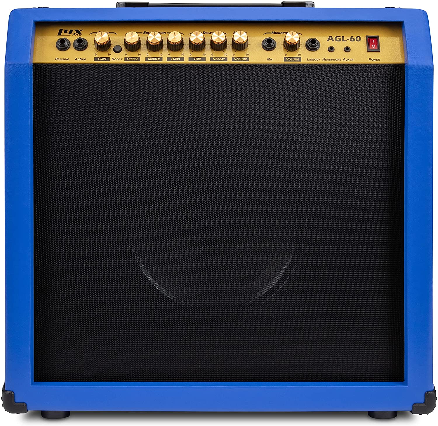 60 Watt Electric Guitar Amplifier | Combo Solid State Studio & Stage Amp with 10” 4-Ohm Speaker, Custom EQ Controls, Drive, Delay, ¼” Passive/Active/Microphone Inputs, Aux In & Headphone Jack - Image 7