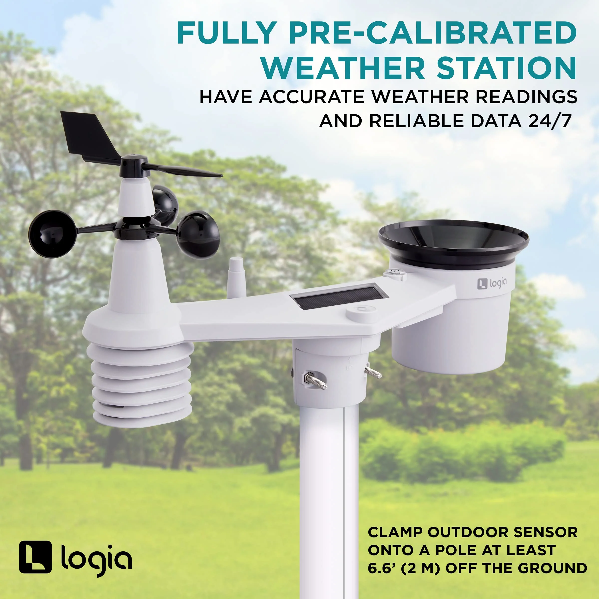 Logia 7-in-1 Wi-Fi Wireless Weather Station w/Solar, Indoor/Outdoor weather station w/Alarms & More - Image 8