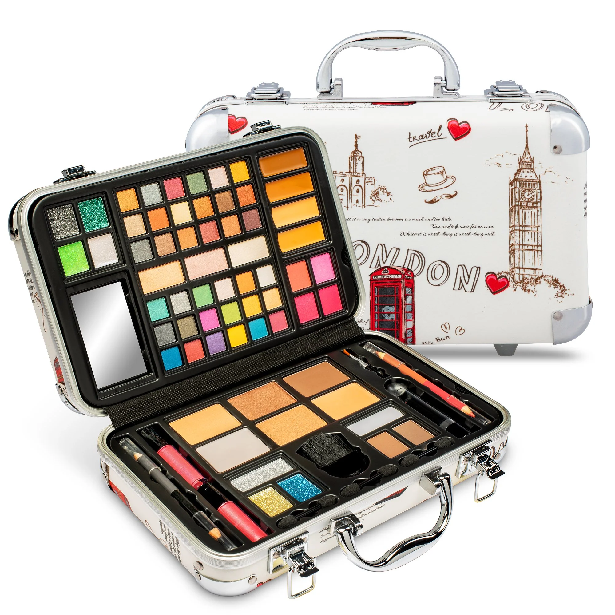 Vokai 74 Piece Makeup Kit Gift Set, Brushes, Eye Shadows, Lipstick & More (London Case) - Image 3