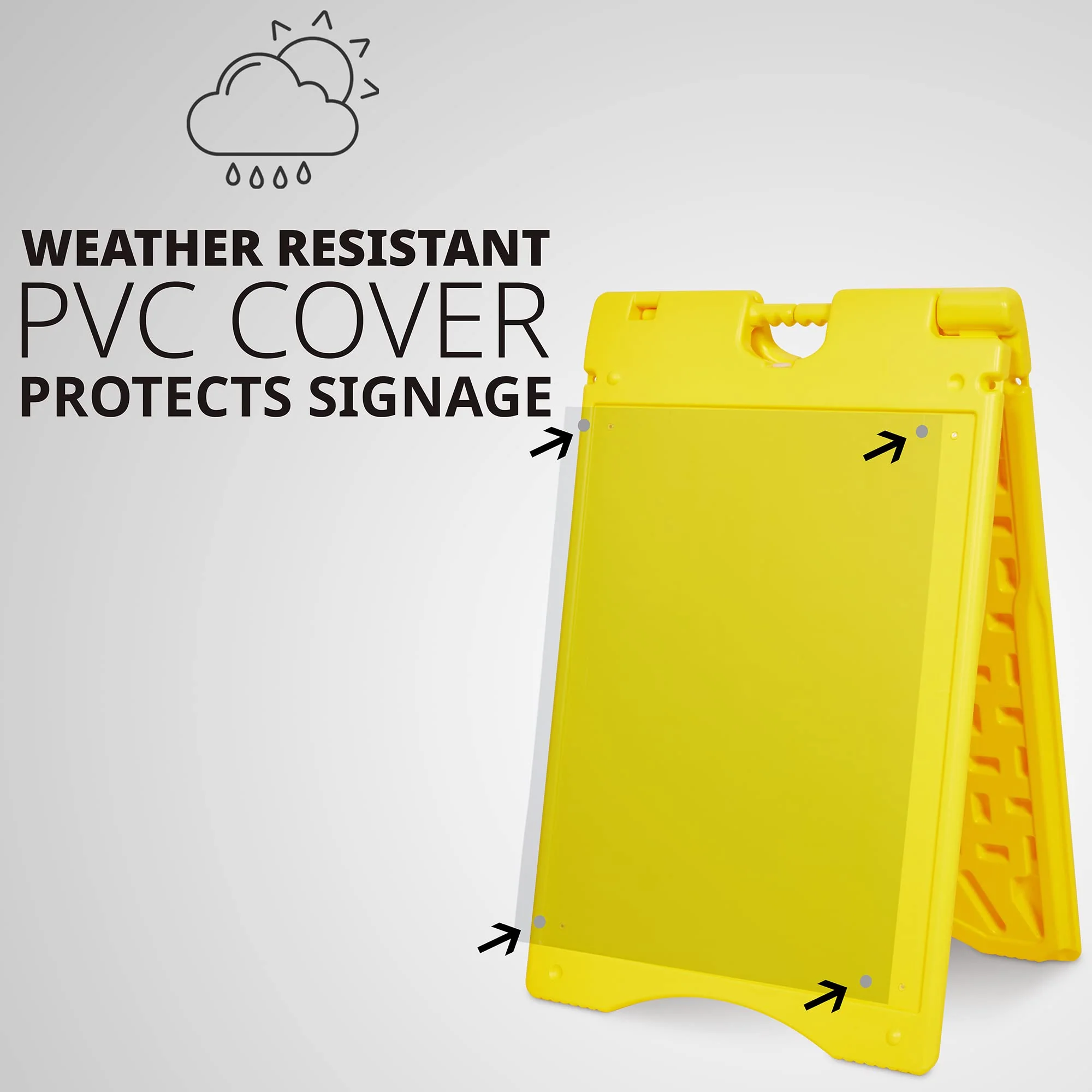 A-Frame Signboard 22” x 28” Display Surface, Large Outdoor Sandwich Board - Yellow - Image 5