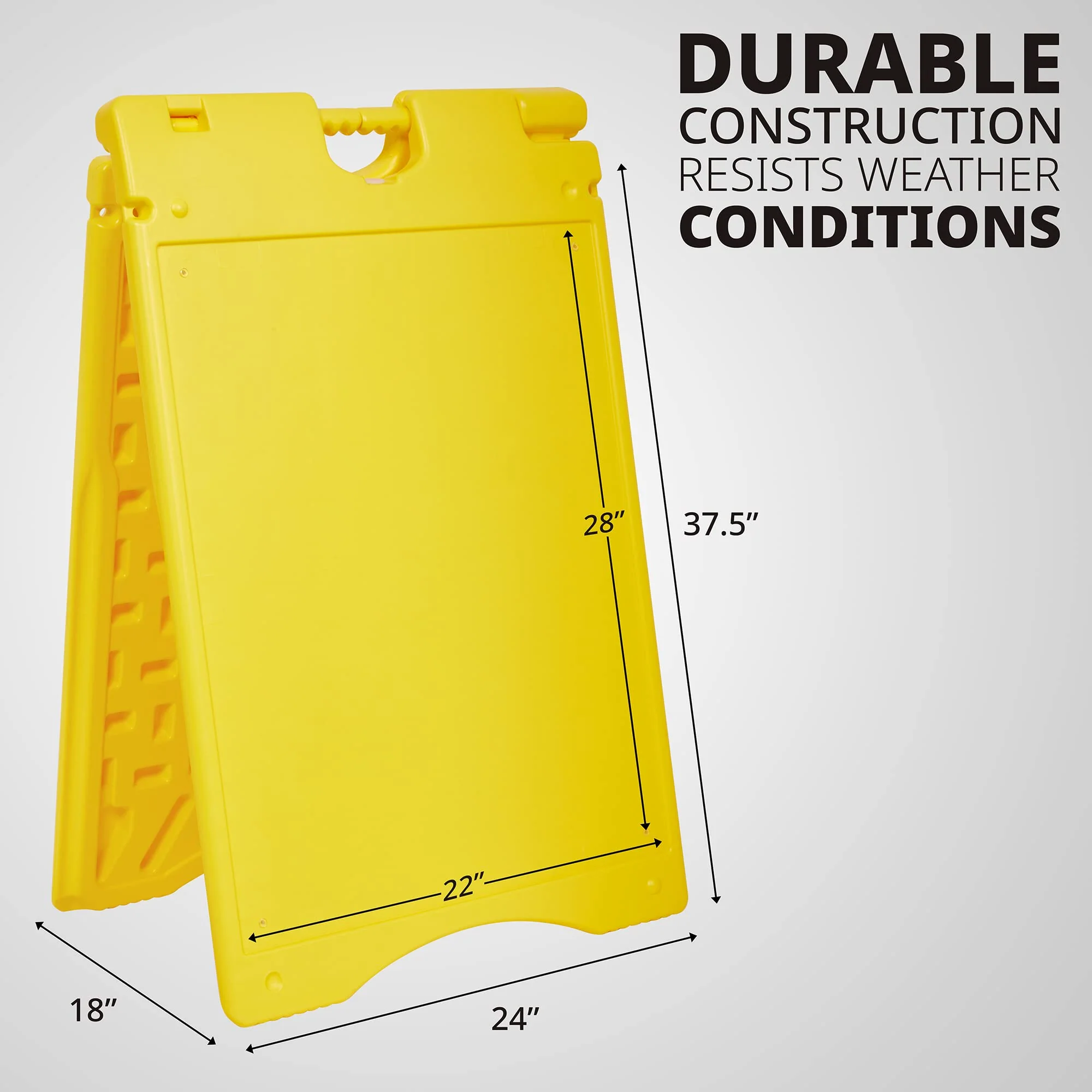 A-Frame Signboard 22” x 28” Display Surface, Large Outdoor Sandwich Board - Yellow - Image 6