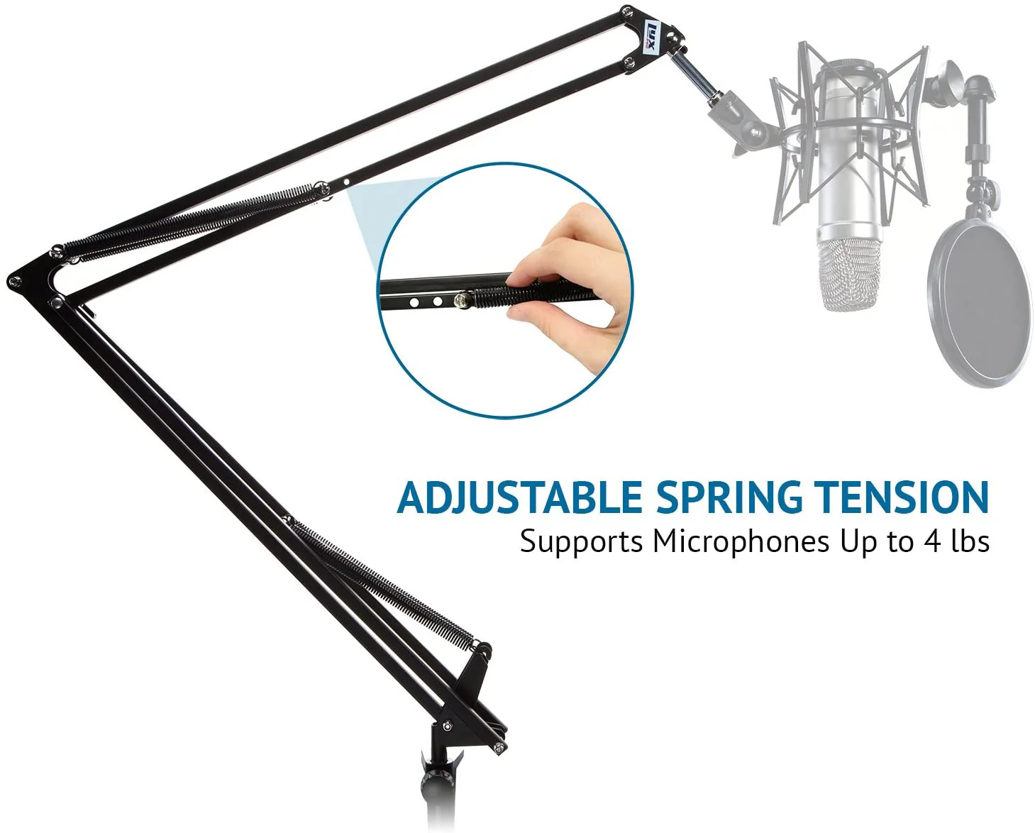 Adjustable Scissor Mic Stand with Boom Arm and Desk Attachment - Image 3