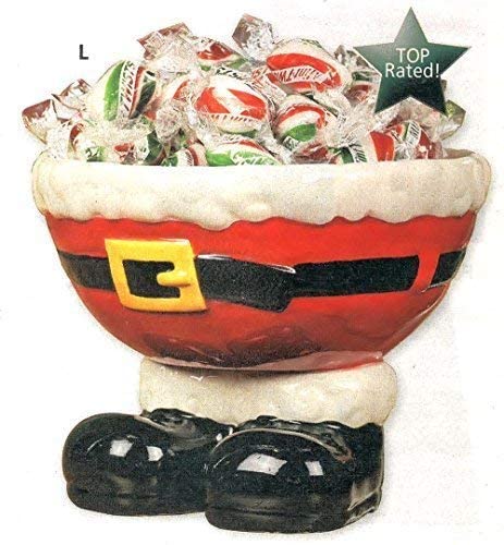 SkyMall Adorable Santa Feet Ceramic Bowl - Red, One Size