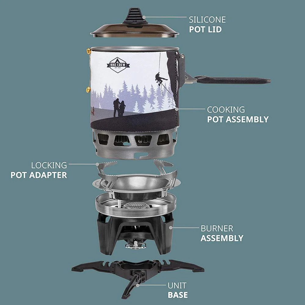 Hike Crew Portable Stove & Cooking System with 1L Pot, Compact Propane Burner Cooktop with Handle and Case - Image 4