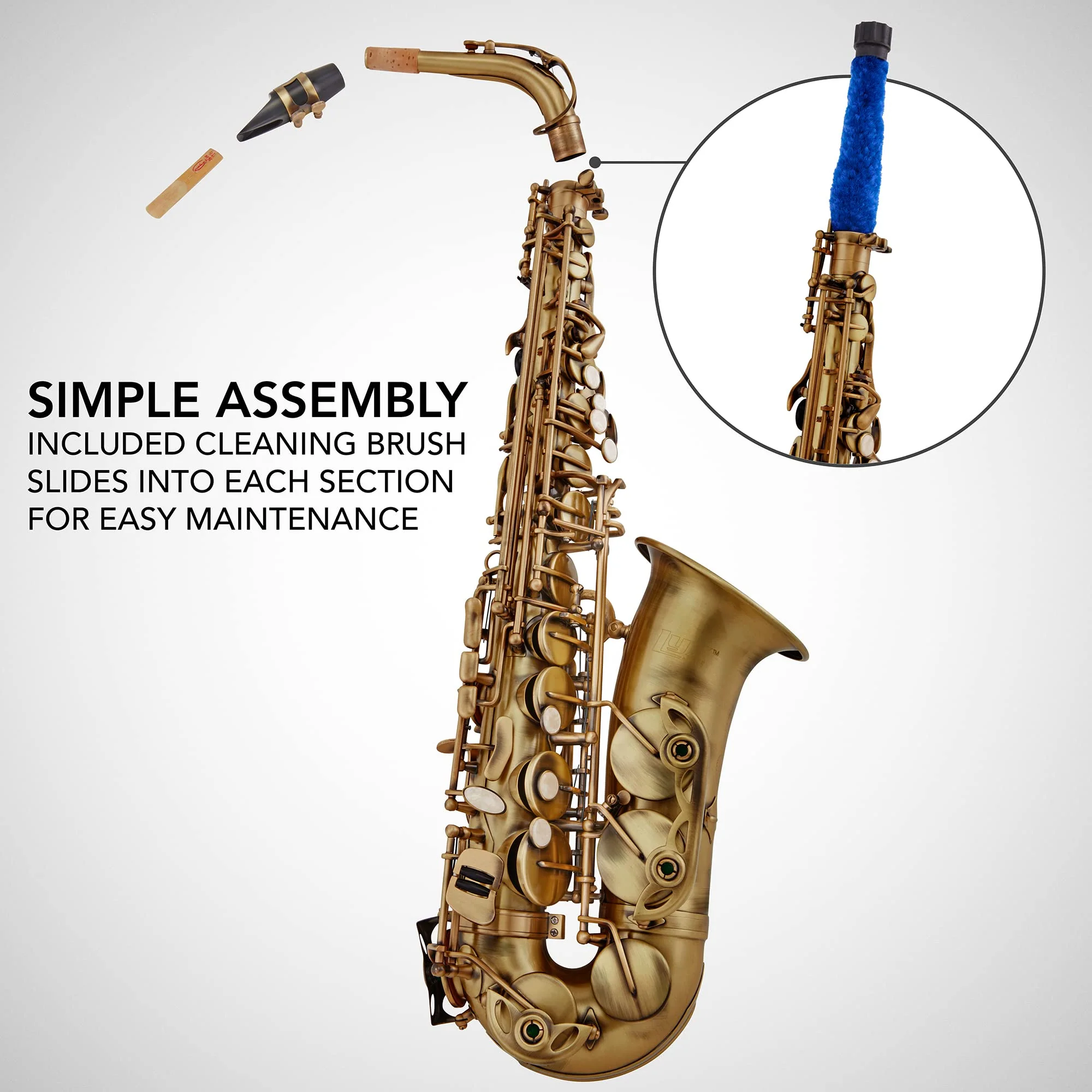 LyxJam Alto Saxophone Kit, E Flat Brass Alto Sax with Complete Accessories Set - Antique Bronze - Image 6