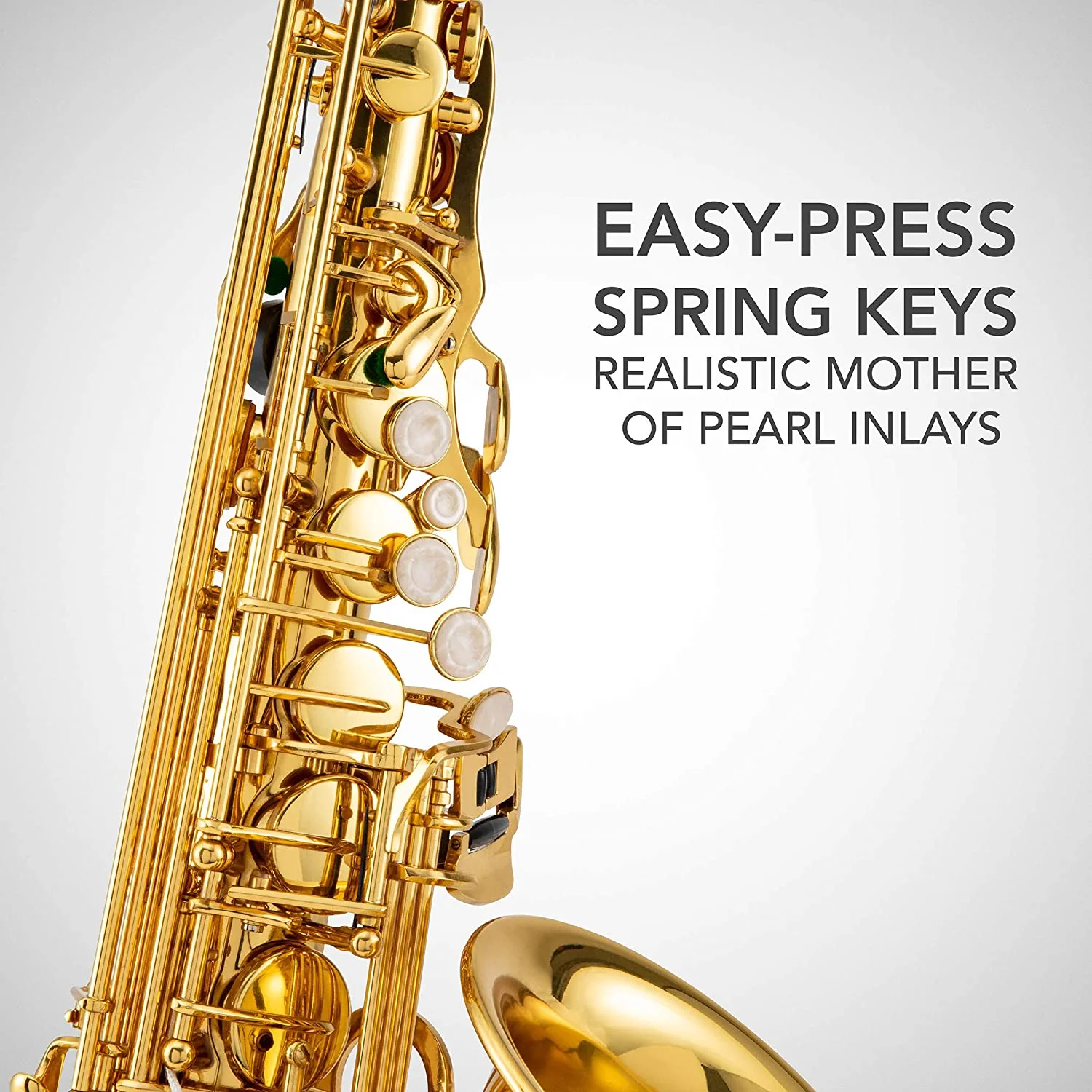 Alto Saxophone, E Flat Brass Alto Sax Beginners Kit, Gold Lacquer - Image 4
