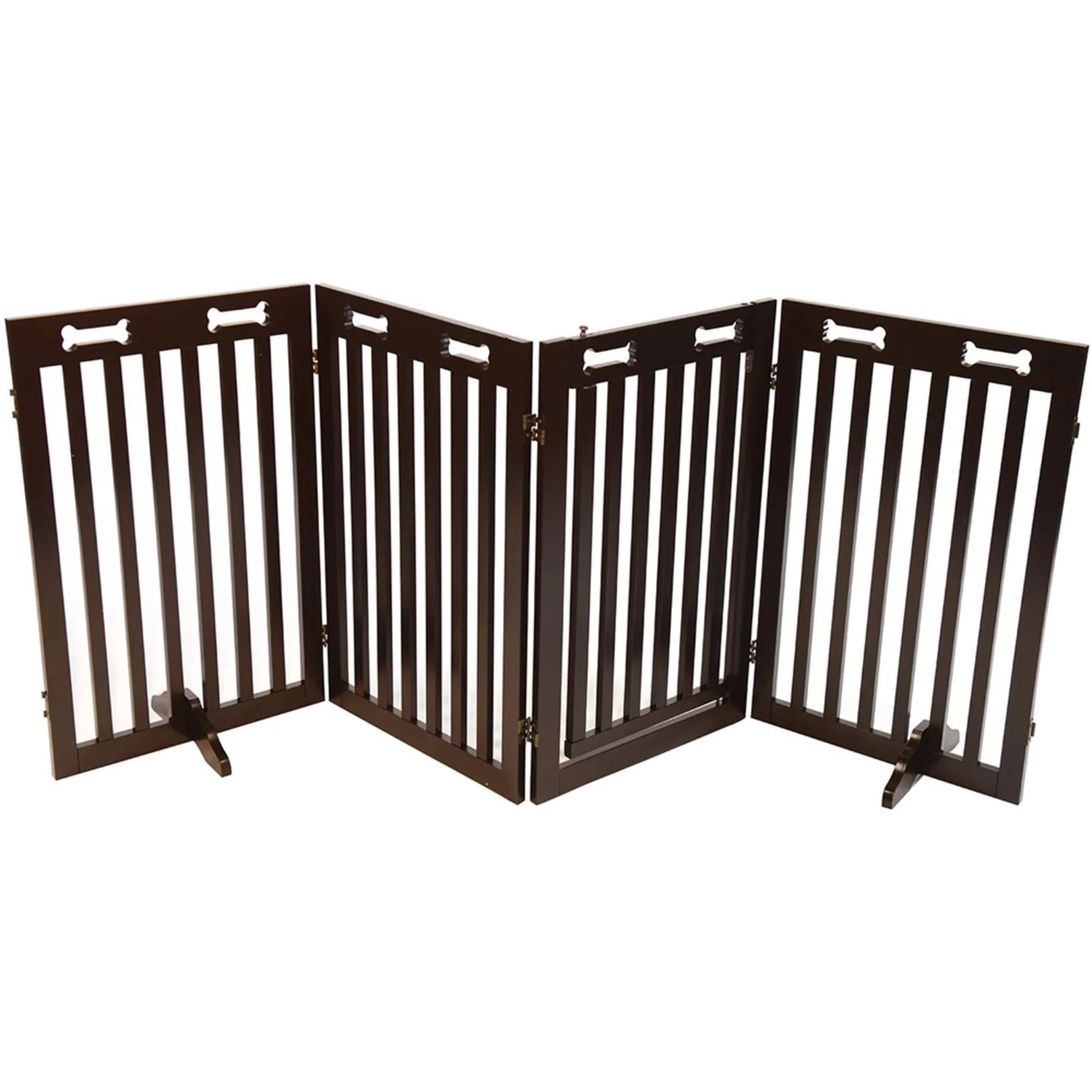 Arf Pets Freestanding Dog Gate, 4-Panel Extension, 360° Foldable Dog Gate 80"W x 31.5"H - Espresso - Image 3