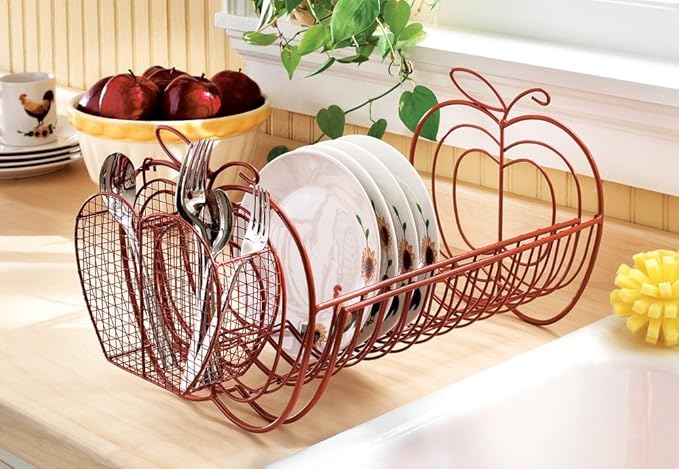 Apple Decor Expandable Metal Dish Drying Rack and Dish Strainer