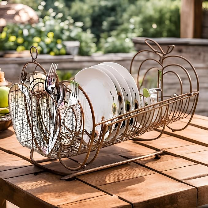 Apple Decor Expandable Metal Dish Drying Rack and Dish Strainer - Image 2