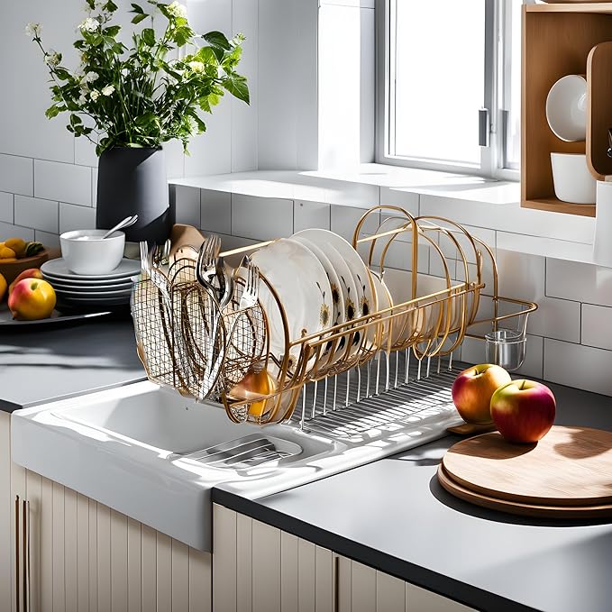 Apple Decor Expandable Metal Dish Drying Rack and Dish Strainer - Image 3