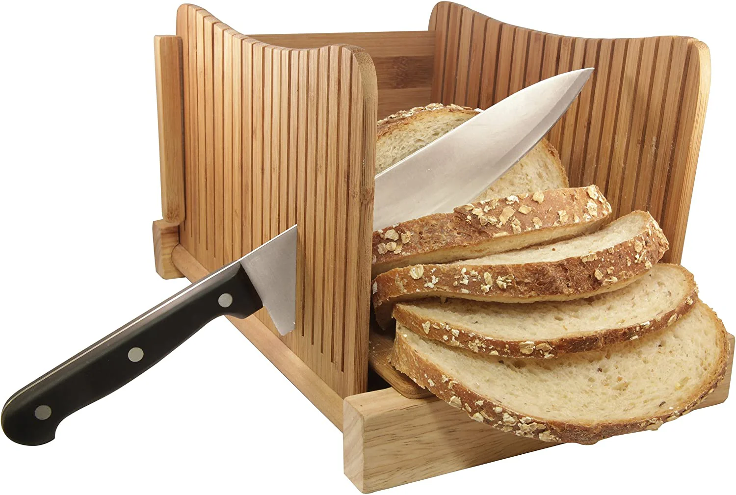 Bamboo Wood Bread Slicer for Homemade Bread, Compact & Foldable Bread Cutter - Image 8