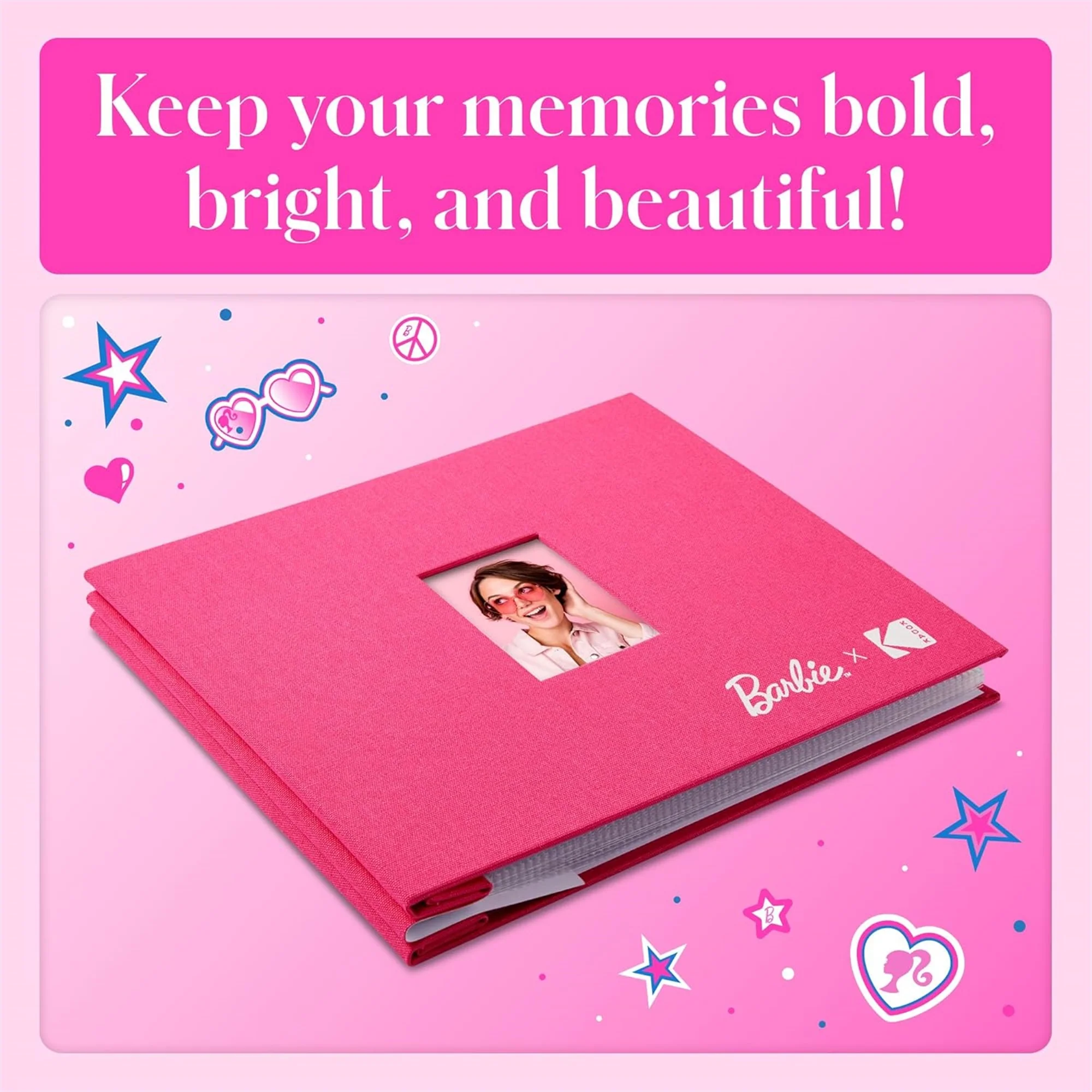 Barbie x Kodak Pink 8x8” Cloth Covered Scrapbook Photo Album with Front Picture Window - Image 3