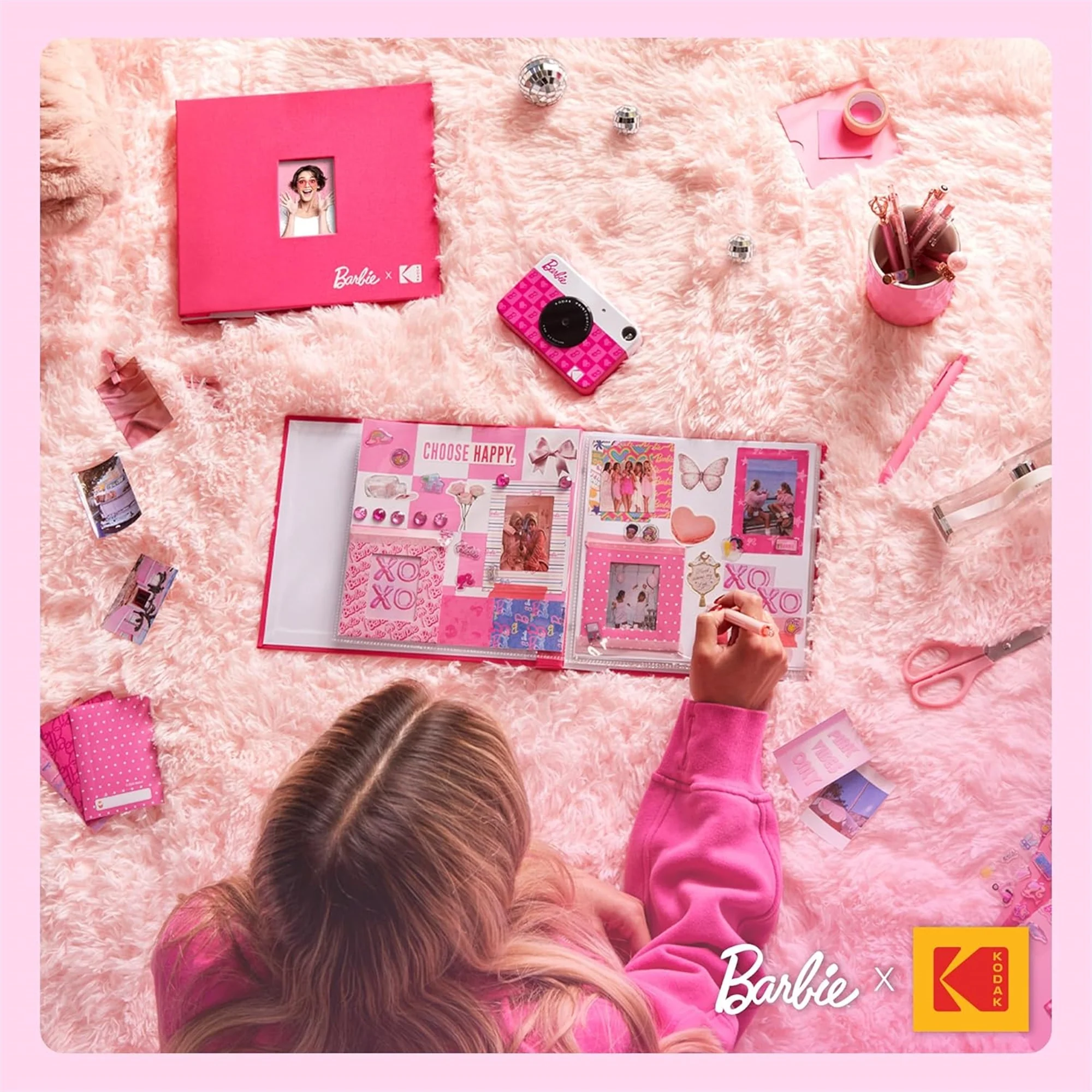 Barbie x Kodak Pink 8x8” Cloth Covered Scrapbook Photo Album with Front Picture Window - Image 5