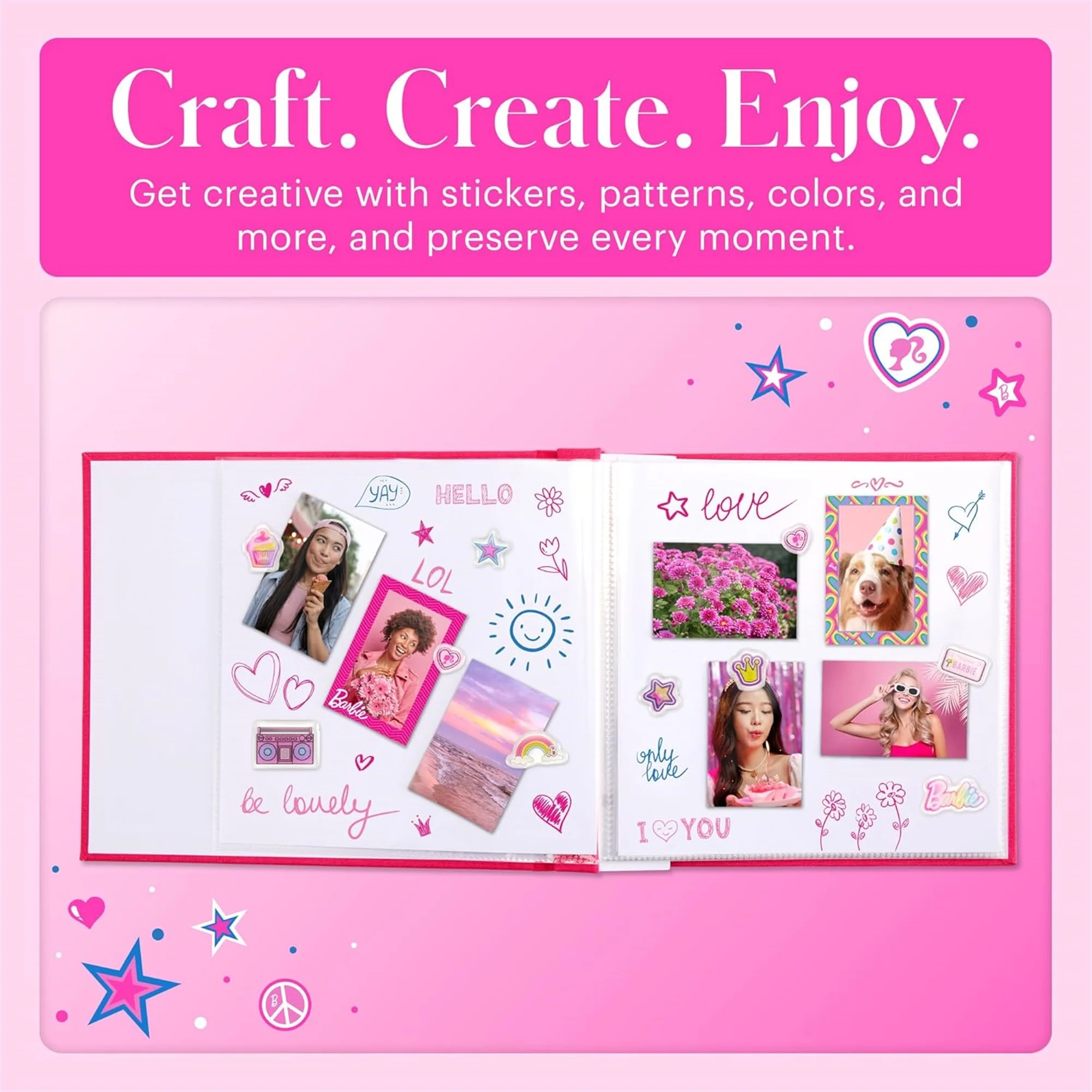 Barbie x Kodak Pink 8x8” Cloth Covered Scrapbook Photo Album with Front Picture Window - Image 6