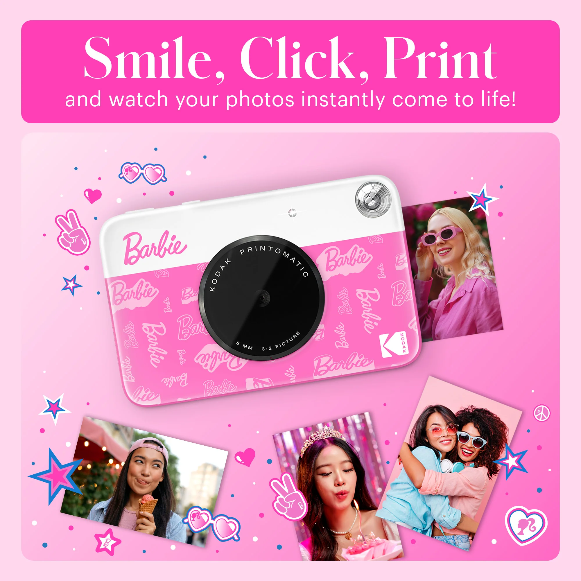 Barbie x Kodak Printomatic 2x3” Instant Print Camera, 5MP Portable Instant Camera - Signature Style - Image 5