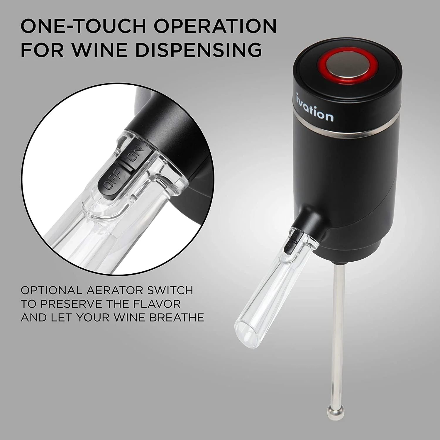 Ivation Wine Aerator and Dispenser Spout, Electric Wine Pourer and Stopper - Image 6