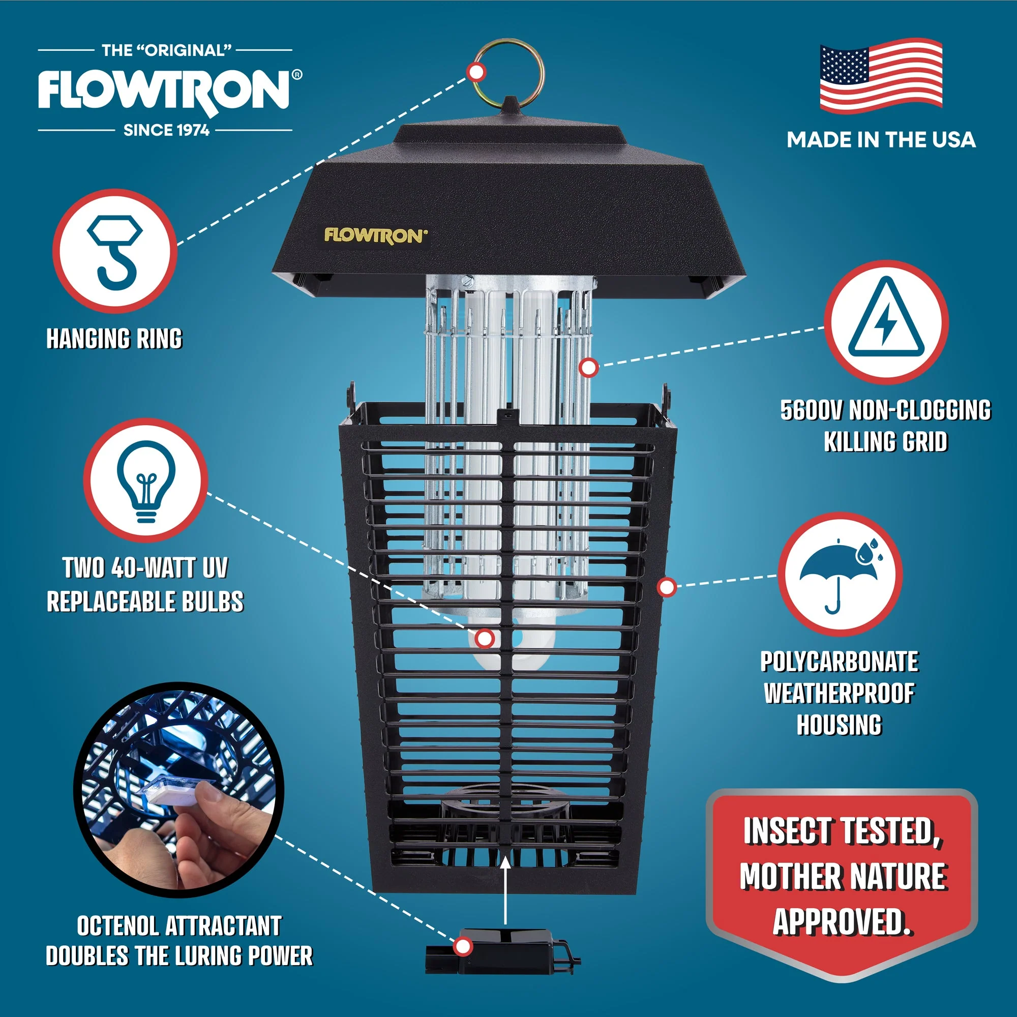Flowtron 80W Outdoor Bug Zapper, 1.5 Acre coverage - Image 2