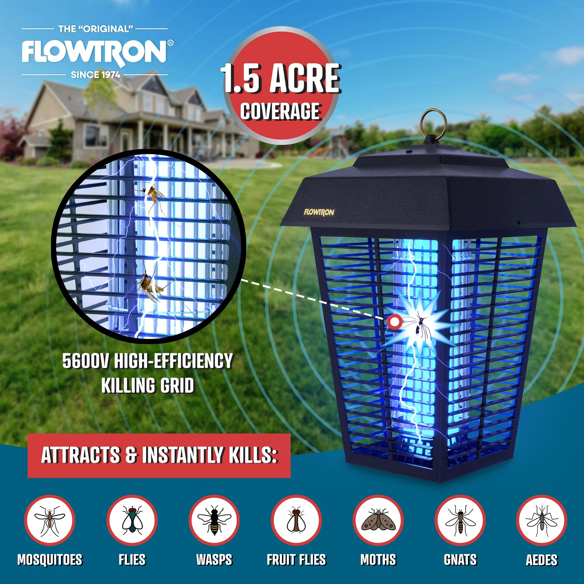Flowtron 80W Outdoor Bug Zapper, 1.5 Acre coverage - Image 4