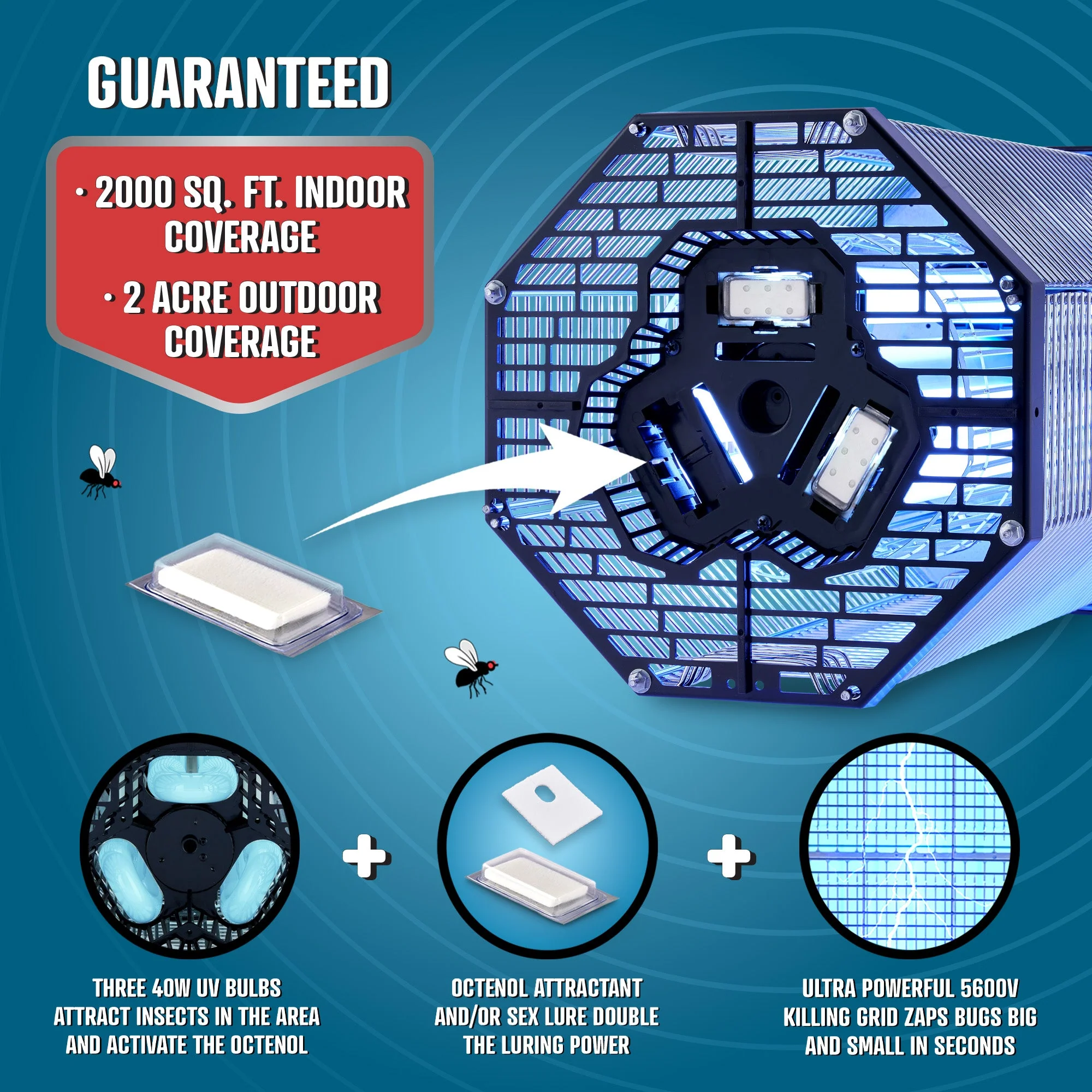 Flowtron 120W Indoor/Outdoor Bug Zapper, 2000 sq.ft / 2 Acre coverage - Image 3