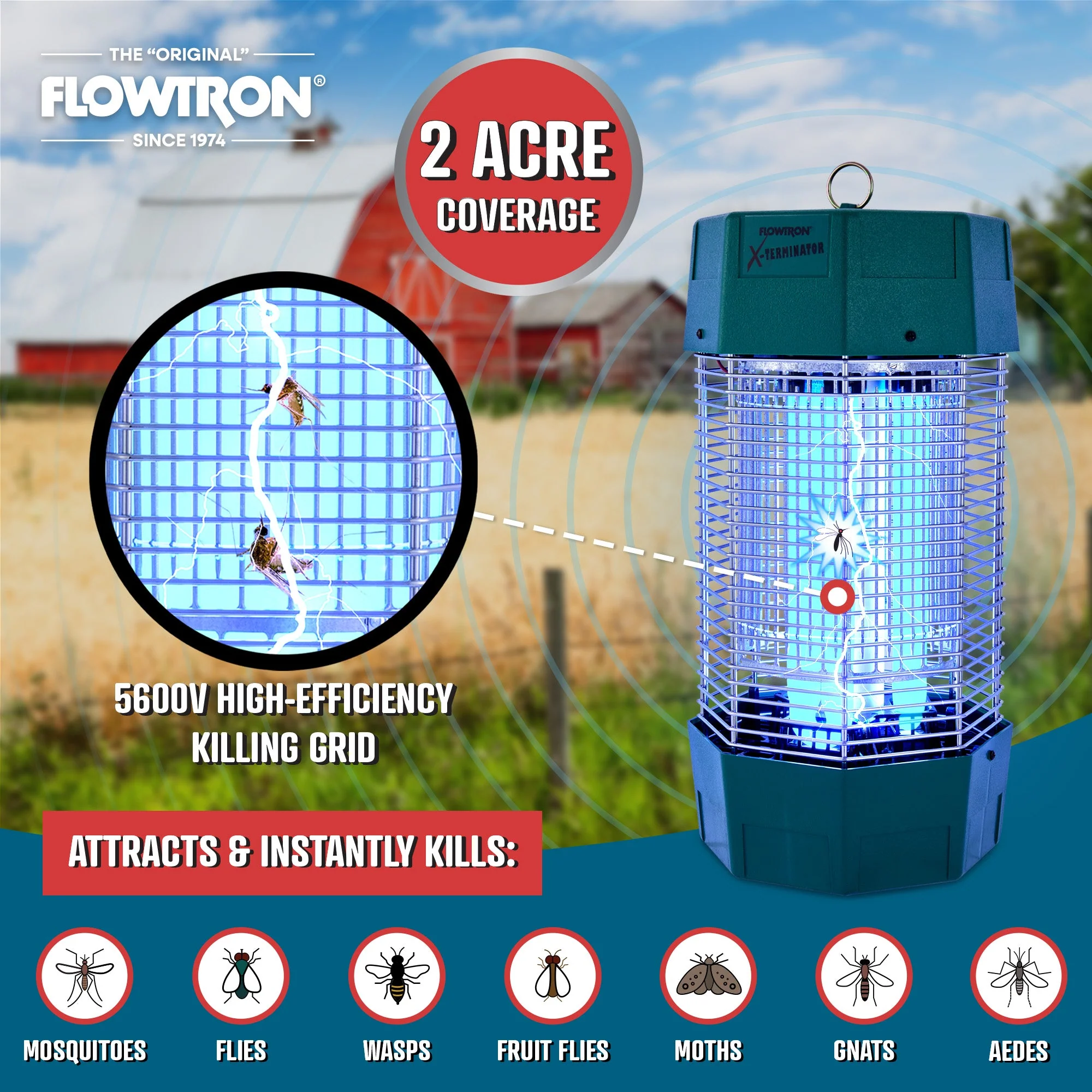 Flowtron 120W Outdoor Bug Zapper, 2 Acre coverage - Image 4