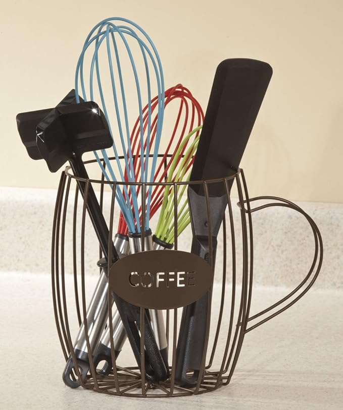 SkyMall Coffee Cup Wire Basket, Brown - Image 2