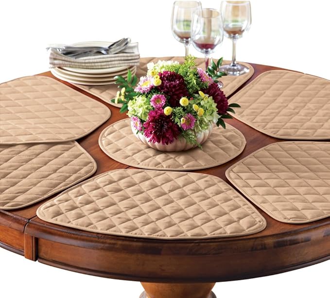 Collections Etc Kitchen Table Placemat and Centerpiece Set - 7 Pc, Beige - Image 3