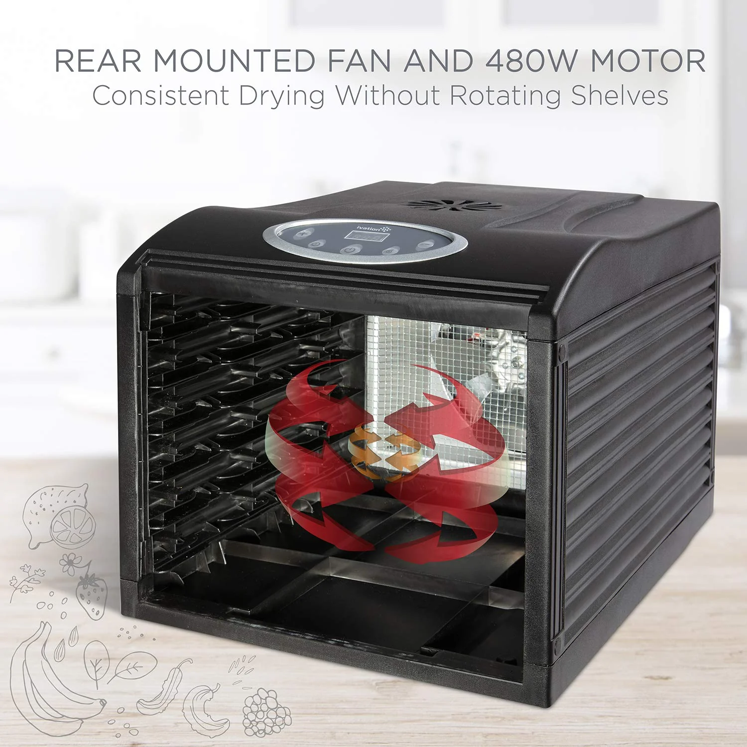 6 Tray Digital Food Dehydrator, Dehydrator Machine with Temperature Settings and Shutoff Timer - Image 5